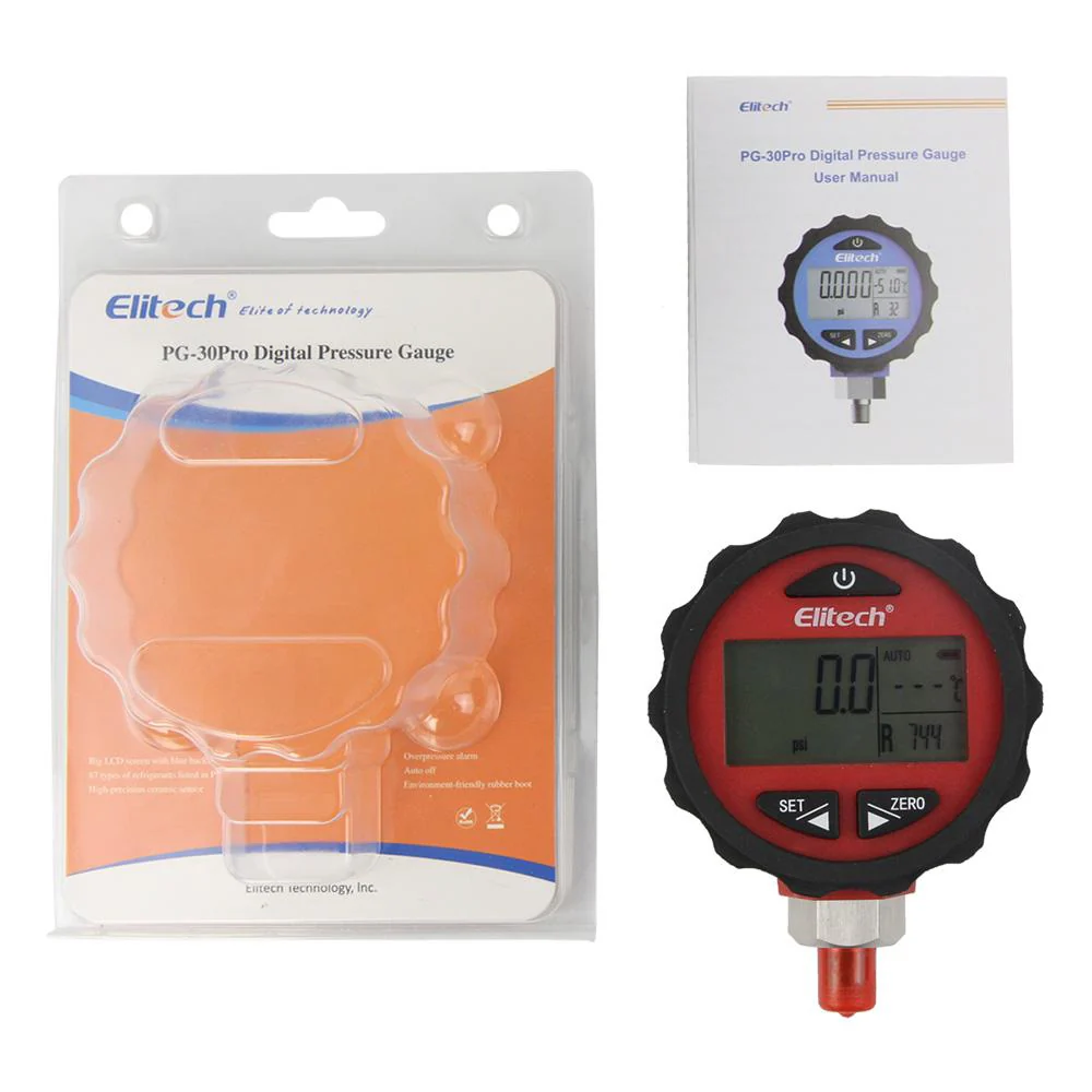 Elitech PG-30Pro Red Digital AC Pressure Gauge -14.5~800 PSI - Image 9