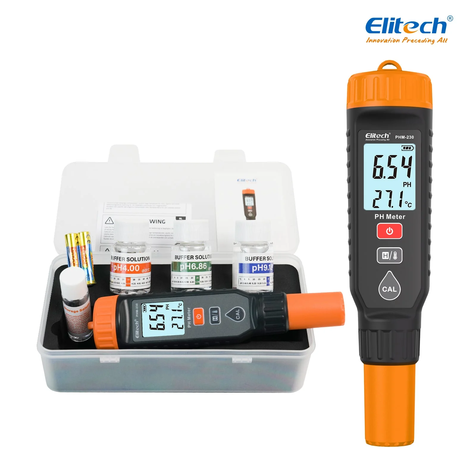 Elitech pH Pen Meter with Calibration Supplies,Reliable Digital Tester for pH, Temperature in Growing Solutions, Optimal Plant Health and Yield
