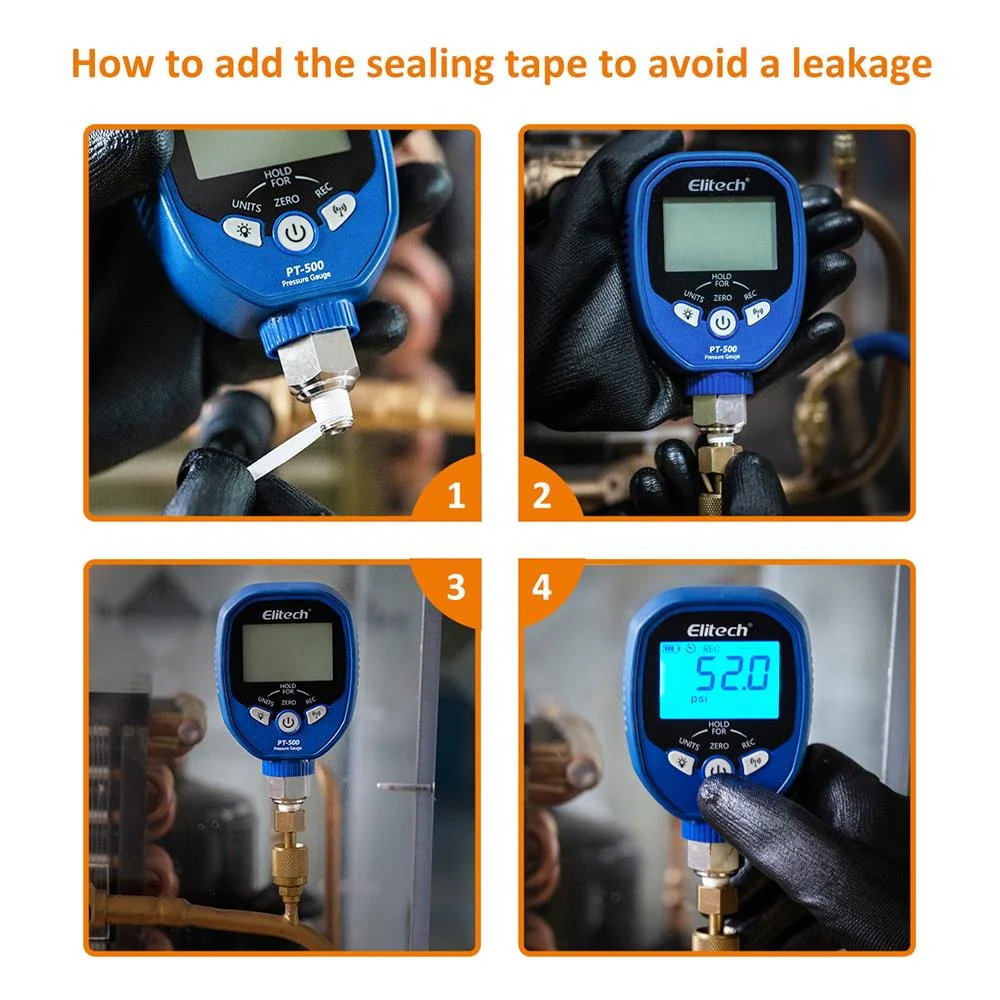 Elitech PT-500&PT-800 Pro Wireless HVAC Digital Manifold Gauge Set with Removable Temperature Clip - Image 10