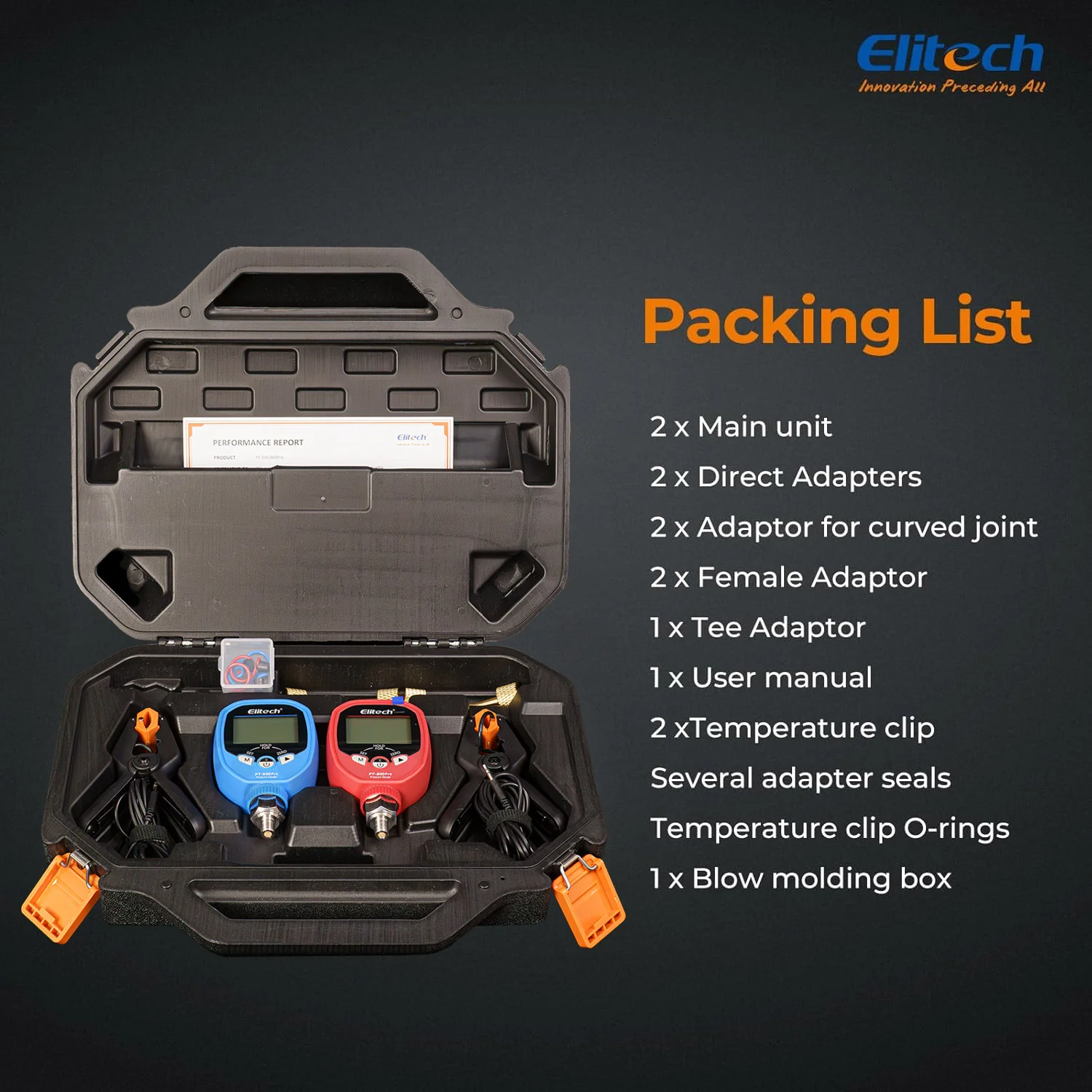 Elitech PT-500&PT-800 Pro Wireless HVAC Digital Manifold Gauge Set with Removable Temperature Clip - Image 11