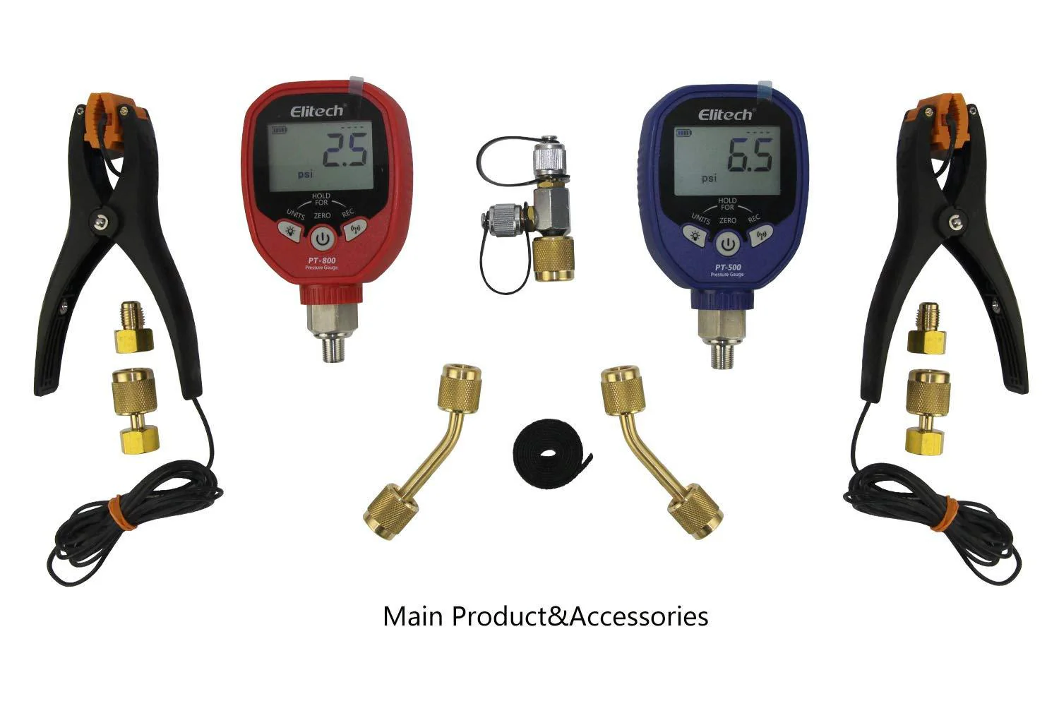 Elitech PT-500&PT-800 Pro Wireless HVAC Digital Manifold Gauge Set with Removable Temperature Clip - Image 5