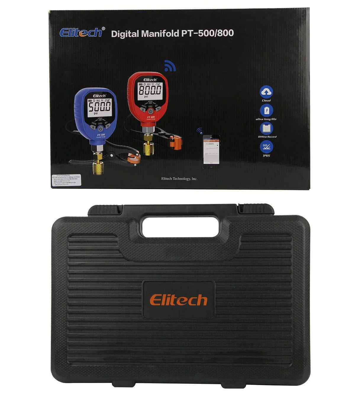 Elitech PT-500&PT-800 Pro Wireless HVAC Digital Manifold Gauge Set with Removable Temperature Clip - Image 6