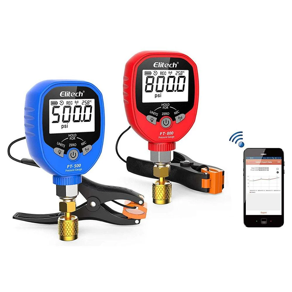 Elitech PT-500&PT-800 Pro Wireless HVAC Digital Manifold Gauge with 59'' Charging Hoses - Image 2