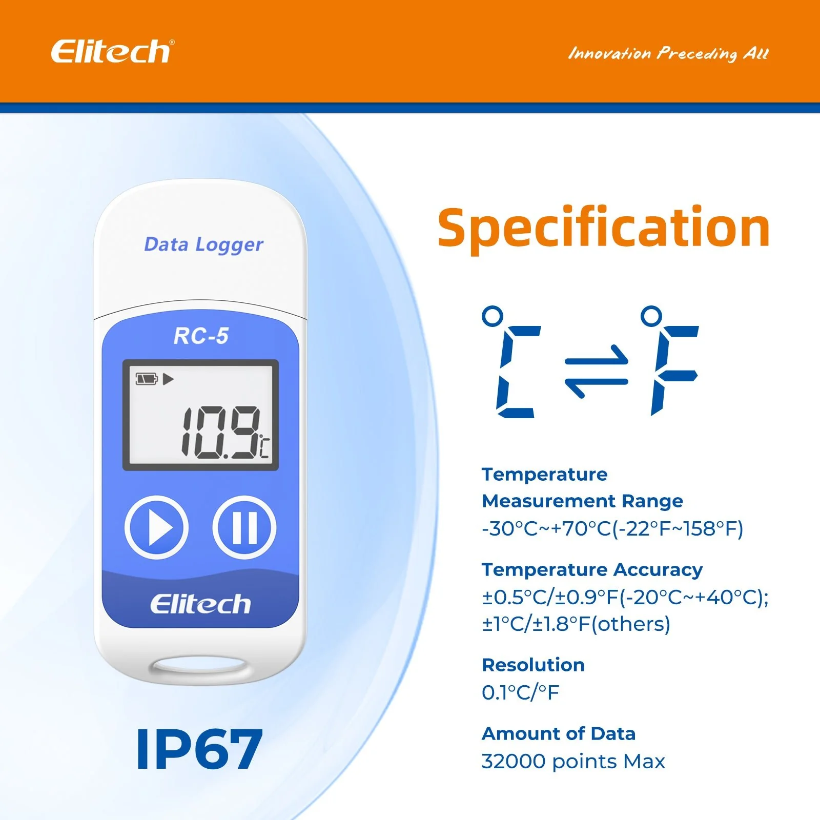 Elitech RC-5 USB Temperature Data Logger with 32000 Recording Points - Image 4