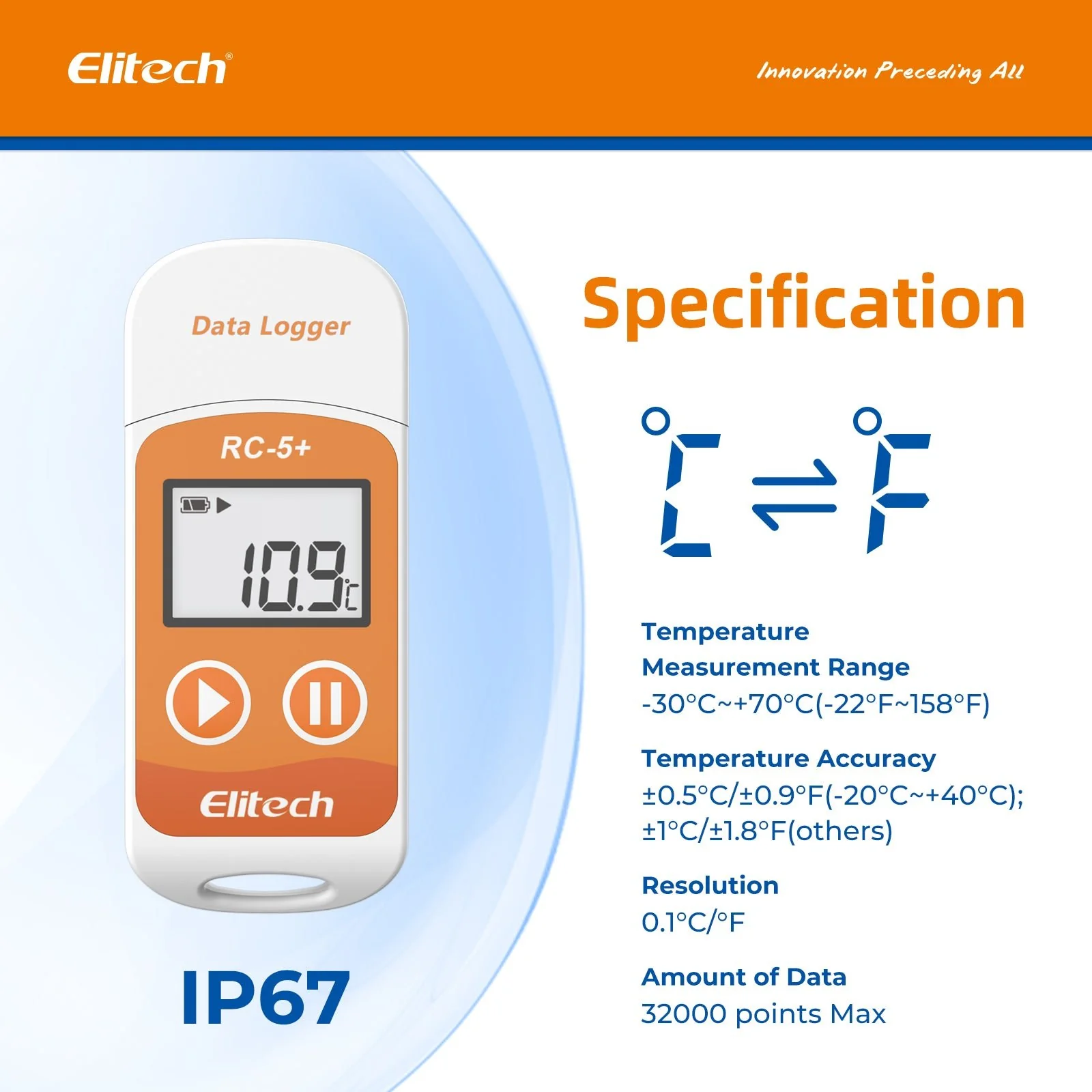Elitech RC-5+ Reusable USB Temperature Data logger with Auto PDF Report - Image 4