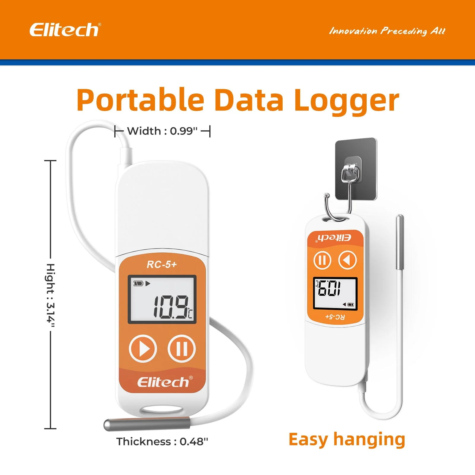 Elitech RC-5+ TE PDF USB Reusable Temperature Data Logger Internal Sensor External Probe -22℉~158℉ - Image 6