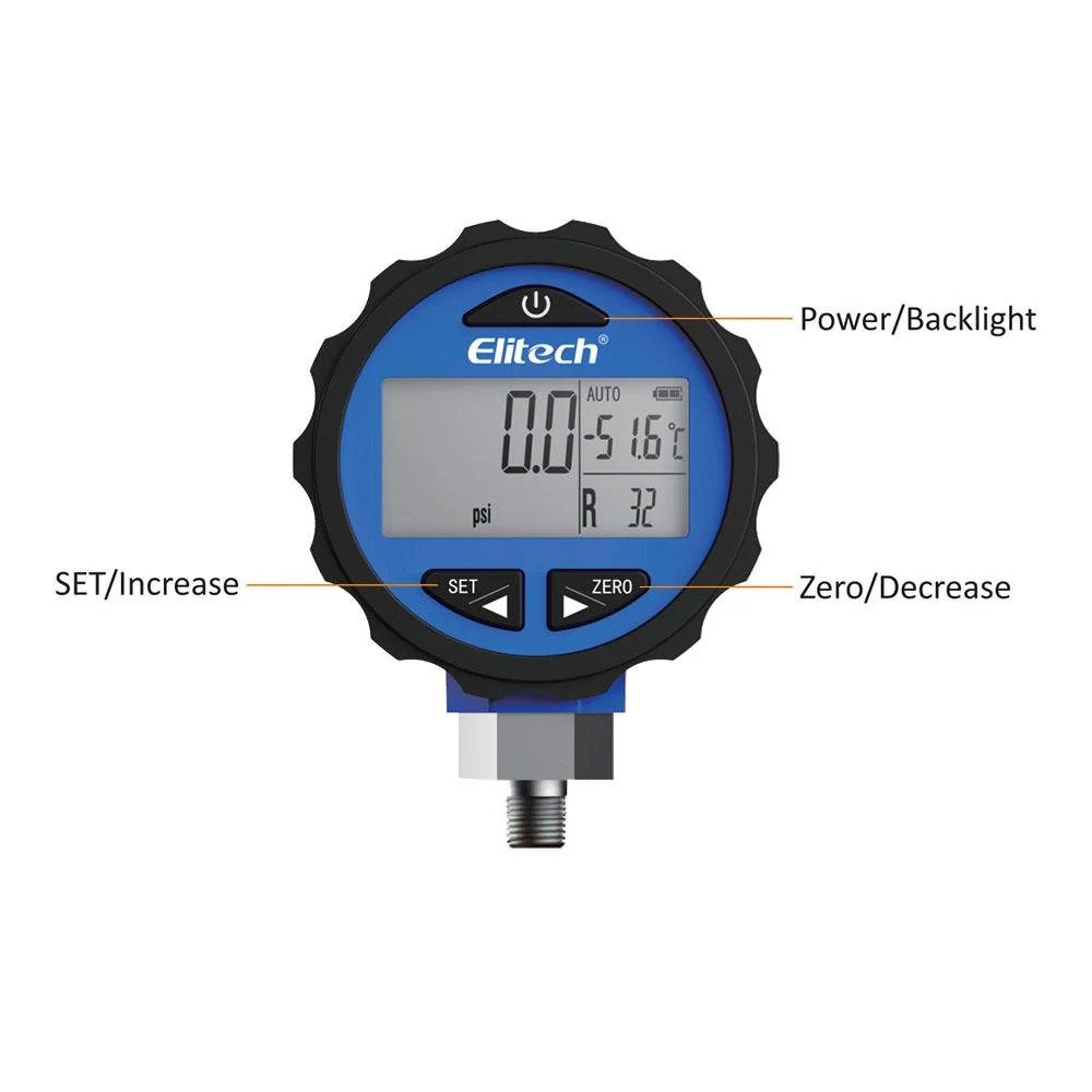 Elitech SMG-1L Refrigeration HVAC Digital Pressure Gauge for 87+ Refrigerants with Backlight -14.5-500 PSI - Image 2
