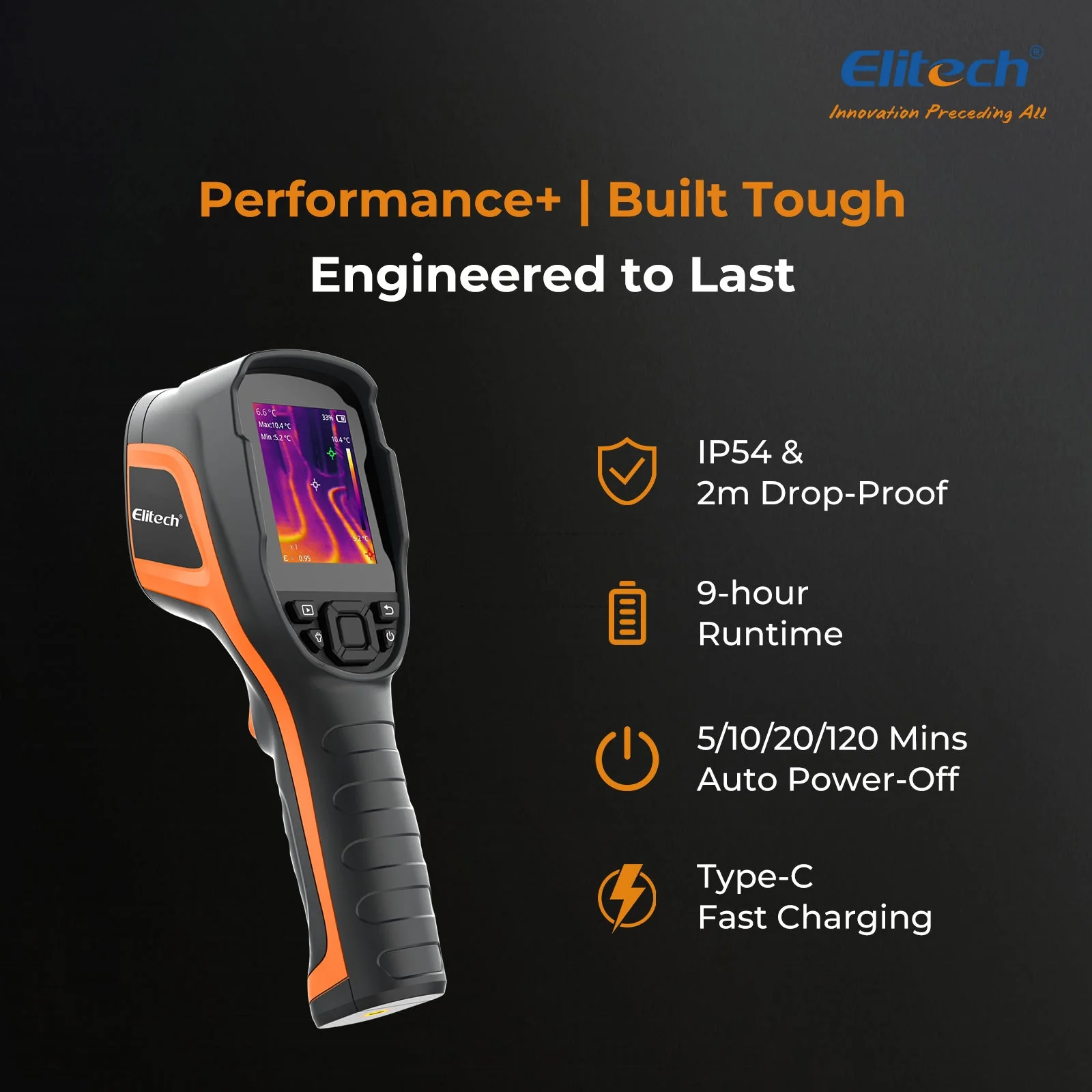 Elitech TIC-210 Handheld Thermal Imaging Camera – Infrared Thermal Imager with 256×192 IR Resolution, Real-Time Video Recording, Emissivity & Temp Alarm Settings, for HVAC, Electrical, Building Inspection - Image 5