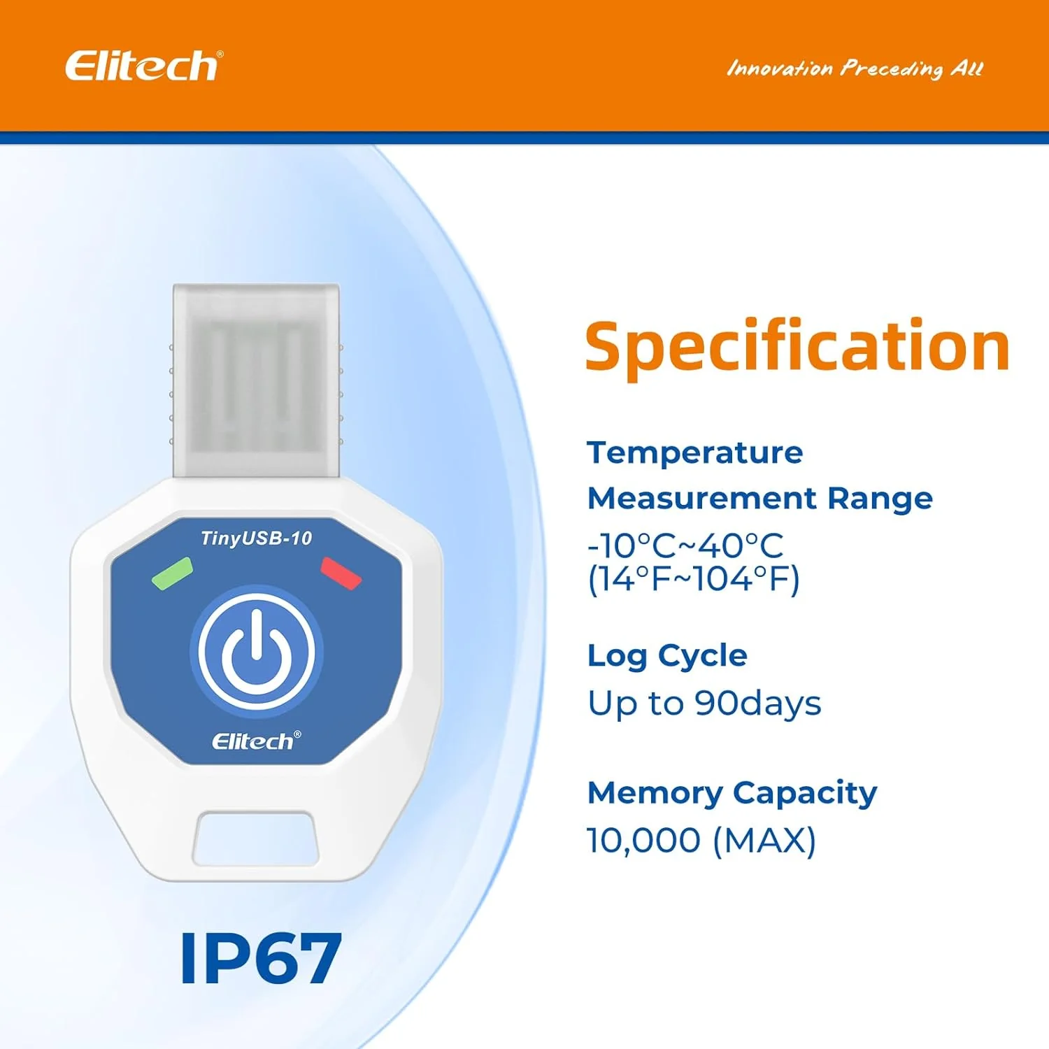 Elitech TinyUSB Single-Use Temperature Recorder Data Logger, TinyUSB-10,-10℃-40℃/14℉-104℉ - Image 3