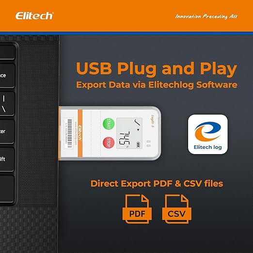 Elitech USB Digital Data Logger with Temperature Humidity External Probe Reusable Recorder with Shadow Data 32000 Points, Auto PDF/CSV Report, for Windows/MacOS, Refrigerator Thermometer LogEt5THE - Image 4