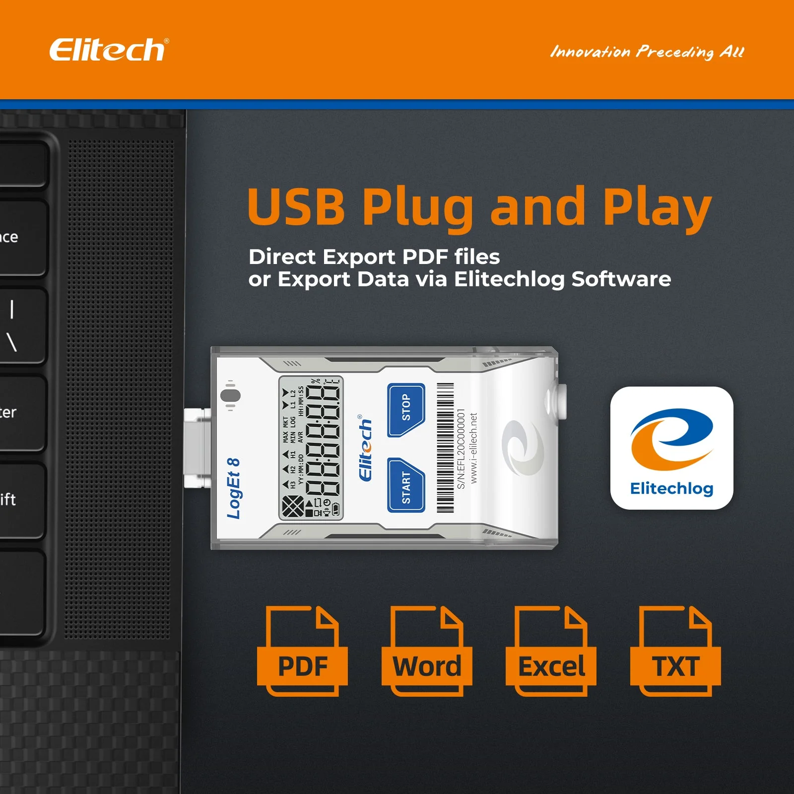 Elitech USB Digital Ultralow-Temperature Data Logger (-196 ~ 150°C/ -320.8 ~ 302℉) Accuracy of±0.3℃/±0.6℉, Reusable Recorder with Shadow Data 16000 Points, Auto PDF Report, for Windows/MacOS,LogEt8UTE - Image 6