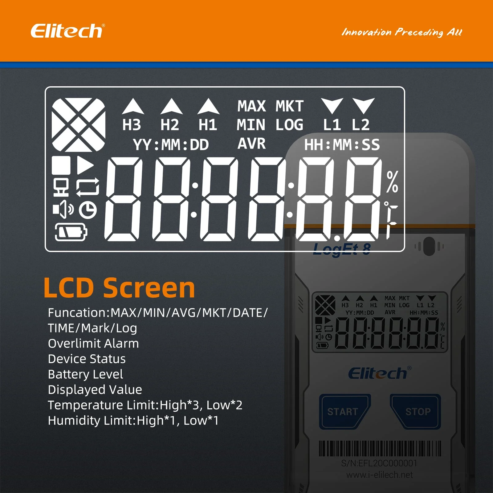 Elitech USB Digital Ultralow-Temperature Data Logger (-196 ~ 150°C/ -320.8 ~ 302℉) Accuracy of±0.3℃/±0.6℉, Reusable Recorder with Shadow Data 16000 Points, Auto PDF Report, for Windows/MacOS,LogEt8UTE - Image 7
