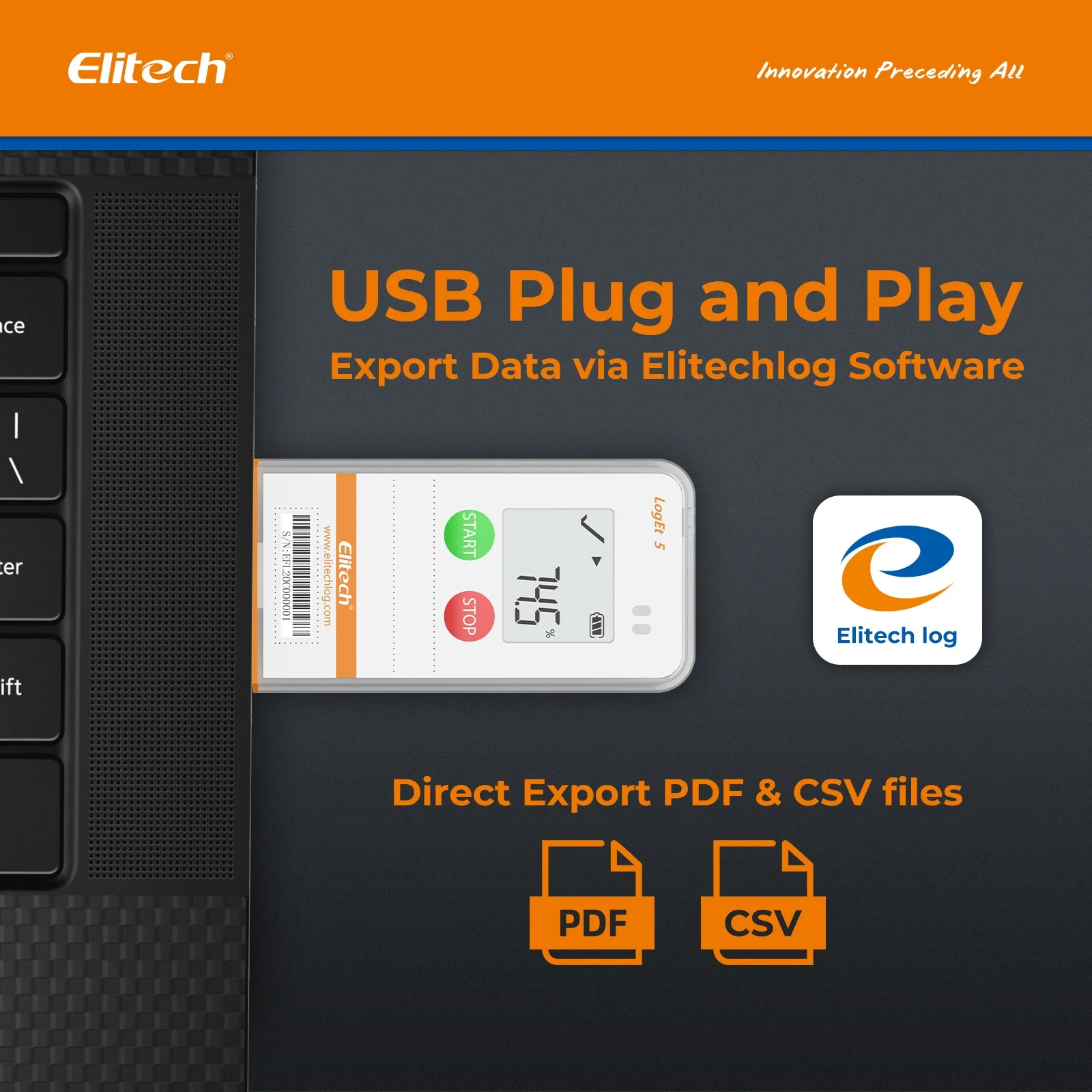 Elitech USB Digital Temperature Data Logger with External Probe Reusable Recorder with Shadow Data 32000 Points , Auto PDF/ CSV Report, for Windows/MacOS, Refrigerator Thermometer LogEt5TE - Image 5