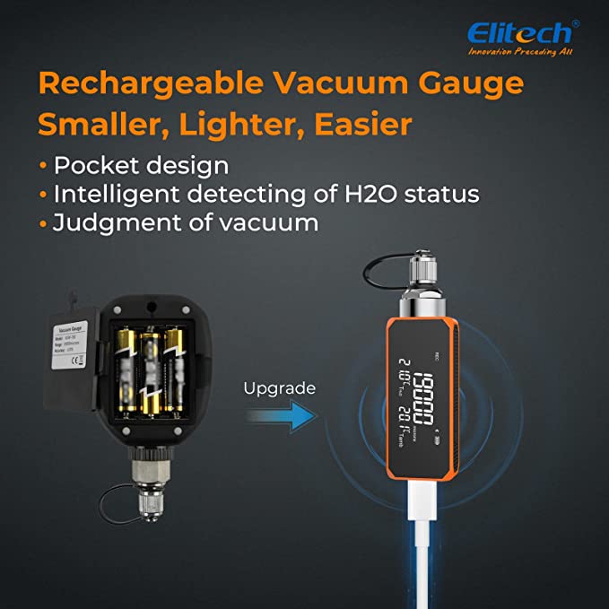 Elitech Vacuum Microns Digital Microns Gauge HVAC Refrigerant Vacuum Tester 1/4",  VGW-Mini - Image 6