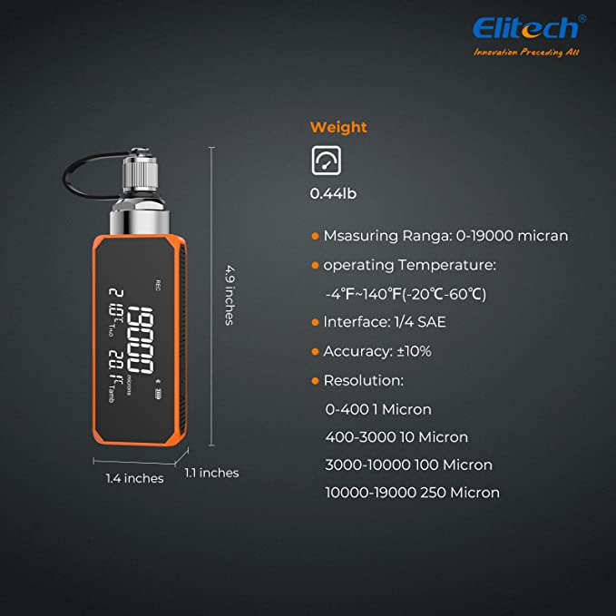 Elitech Vacuum Microns Digital Microns Gauge HVAC Refrigerant Vacuum Tester 1/4",  VGW-Mini - Image 7