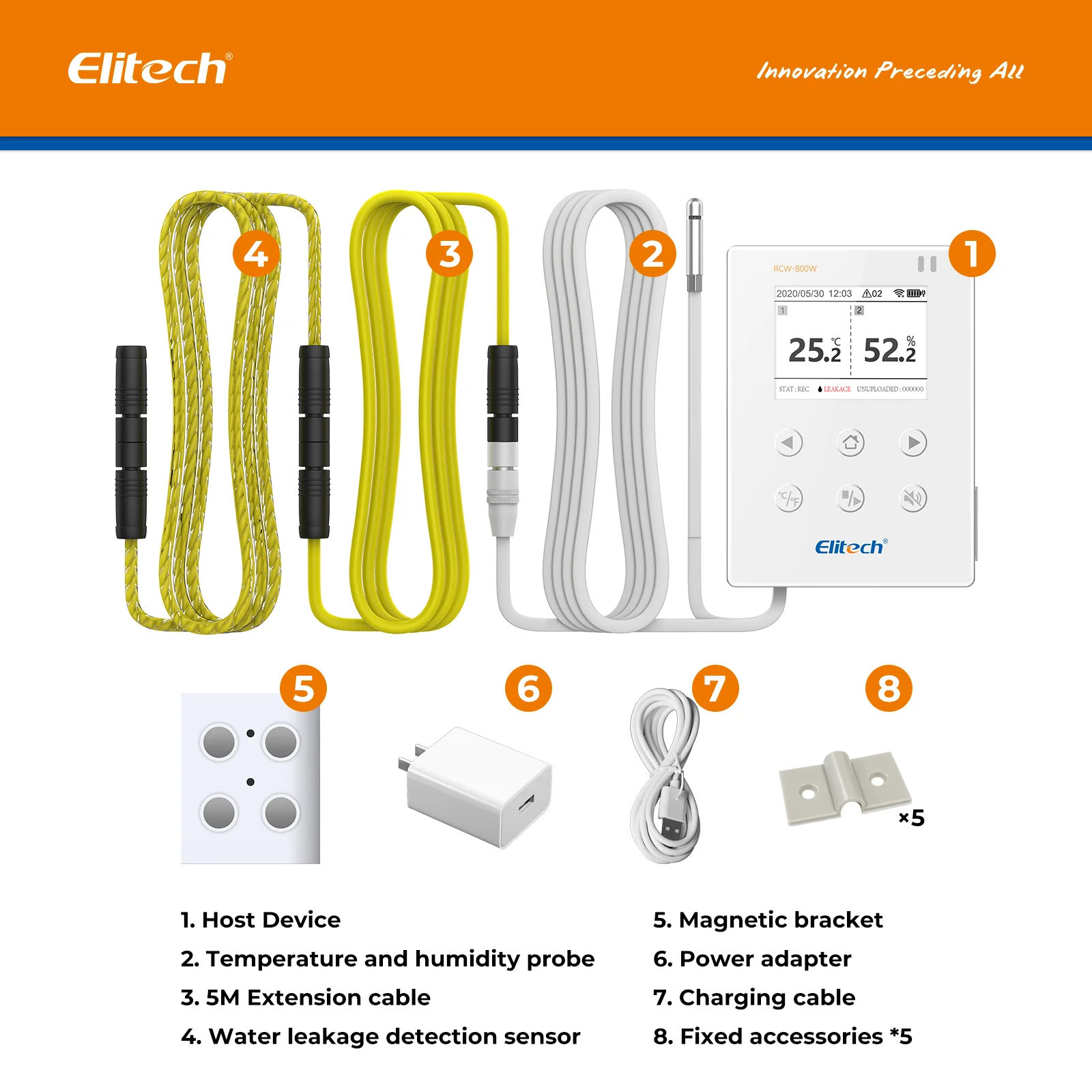 Elitech WiFi Real-time Temperature Humidity Data Logger Water Leak Detector, SMS/Email/APP Alert, Cloud Data Storage, 10M Patch Cord, RCW-800W-WI(-40~176℉, : 0~100%RH) - Image 10