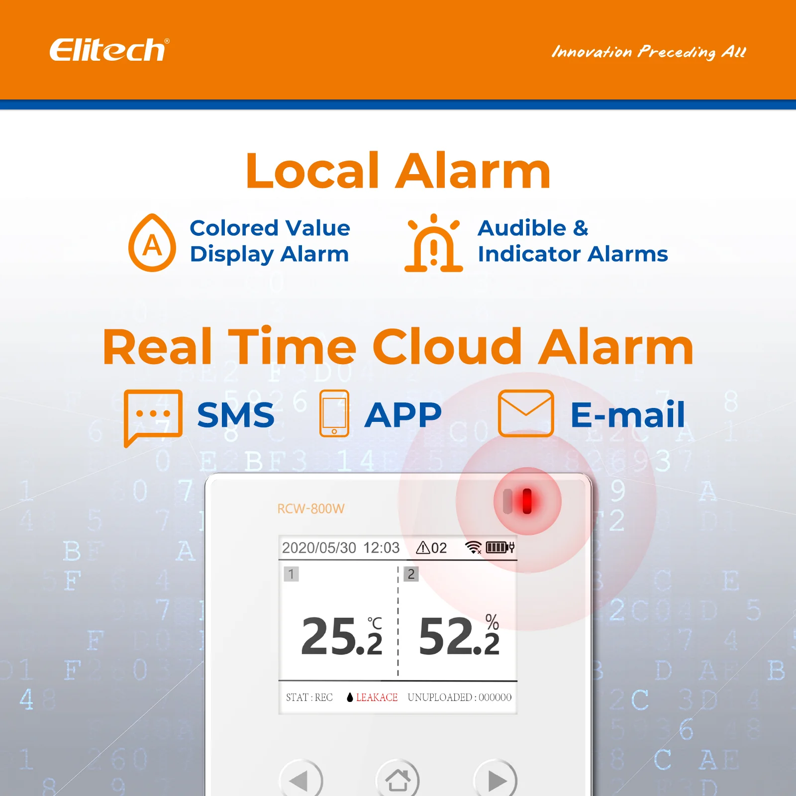 Elitech WiFi Real-time Temperature Humidity Data Logger Water Leak Detector, SMS/Email/APP Alert, Cloud Data Storage, 10M Patch Cord, RCW-800W-WI(-40~176℉, : 0~100%RH) - Image 4