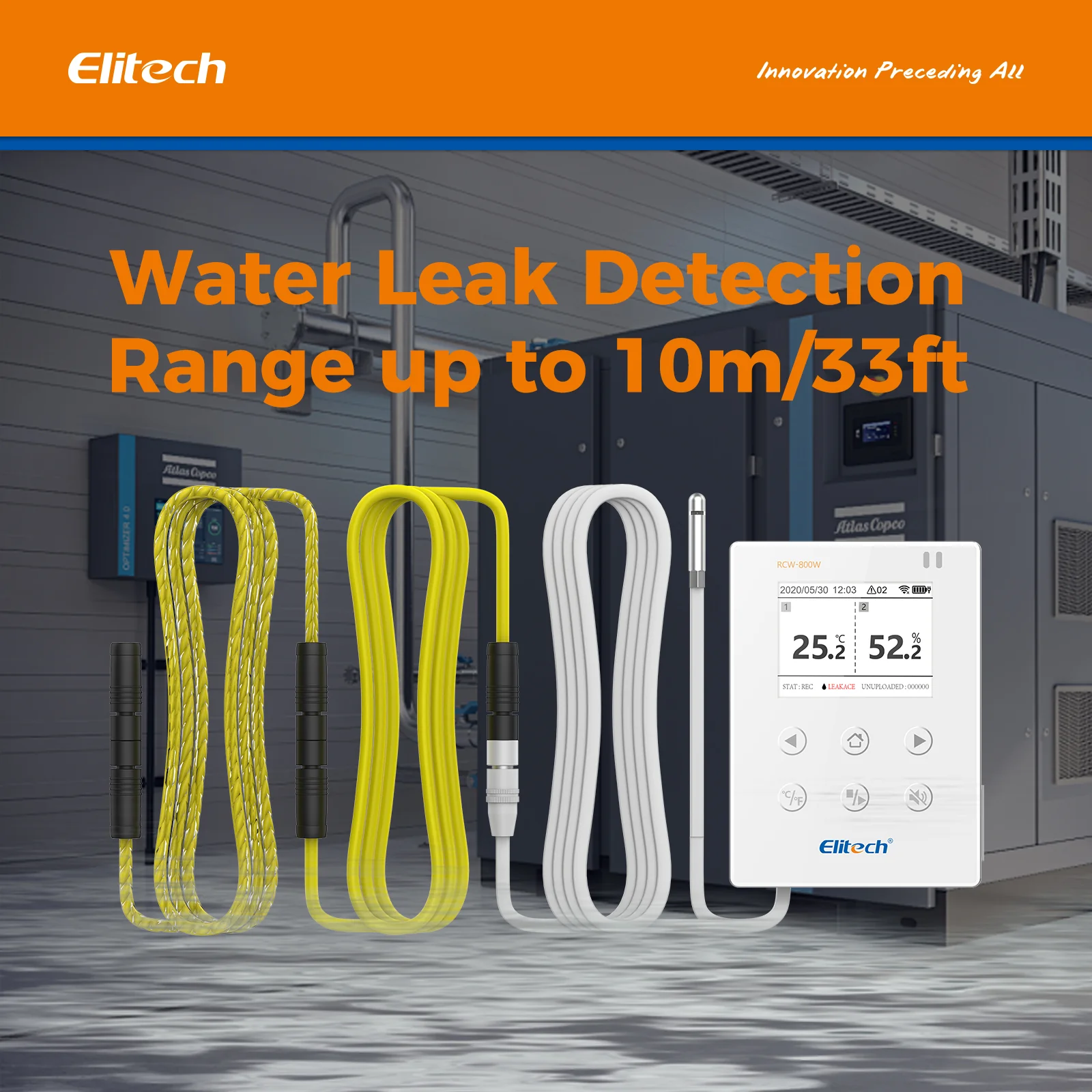 Elitech WiFi Real-time Temperature Humidity Data Logger Water Leak Detector, SMS/Email/APP Alert, Cloud Data Storage, 10M Patch Cord, RCW-800W-WI(-40~176℉, : 0~100%RH) - Image 8