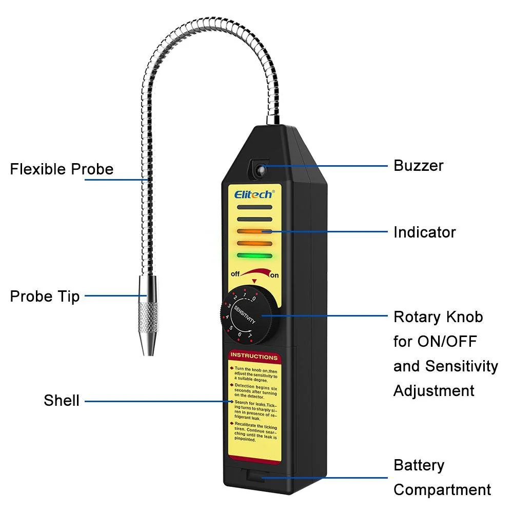 Elitech WJL-6000S Refrigerant Leak Detector HVAC Air Condition High Accuracy - Image 4