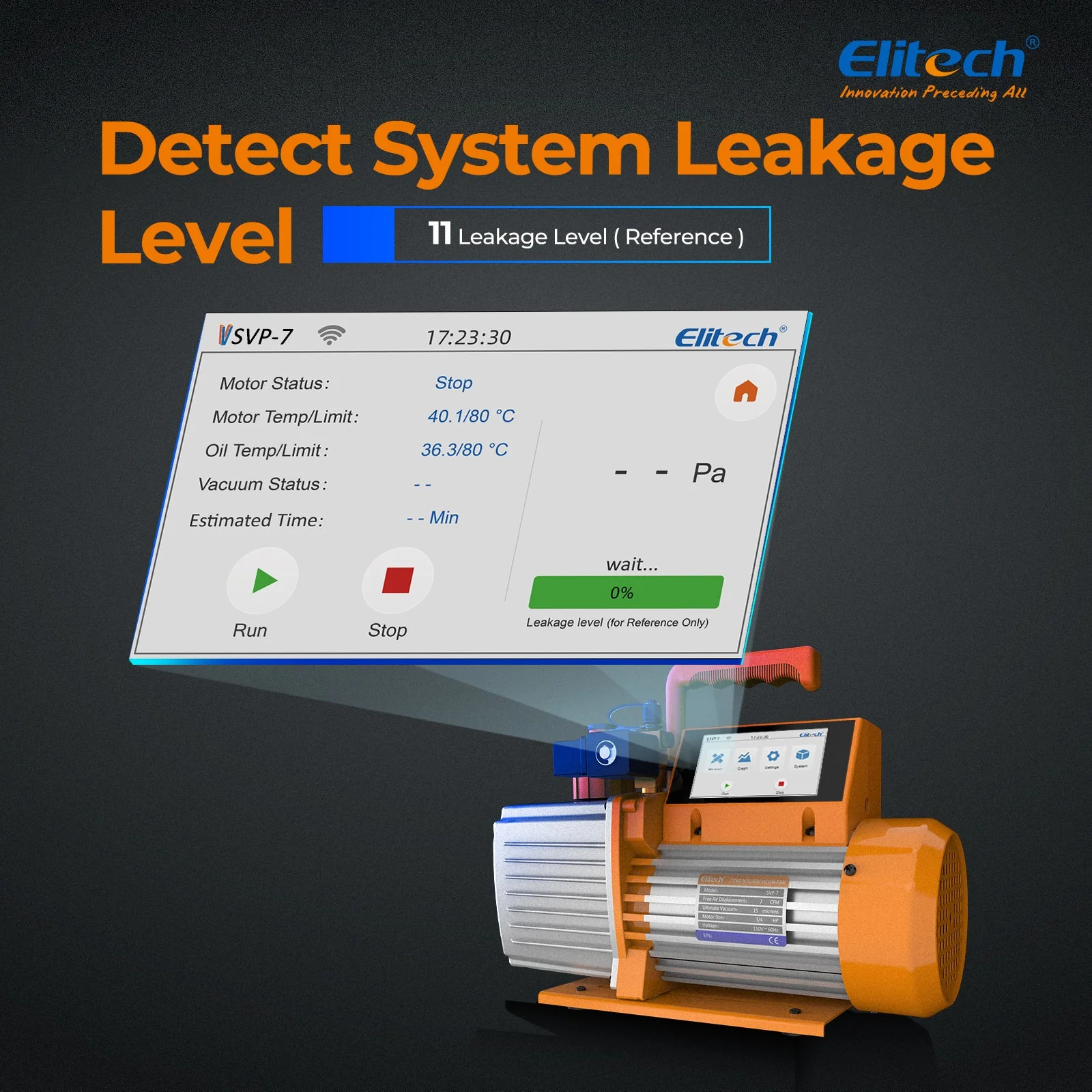 Elitech Intelligent HVAC Vacuum Pump 7 CFM 2 Stage Vacuum Gauge App Control, SVP-7 - Image 4