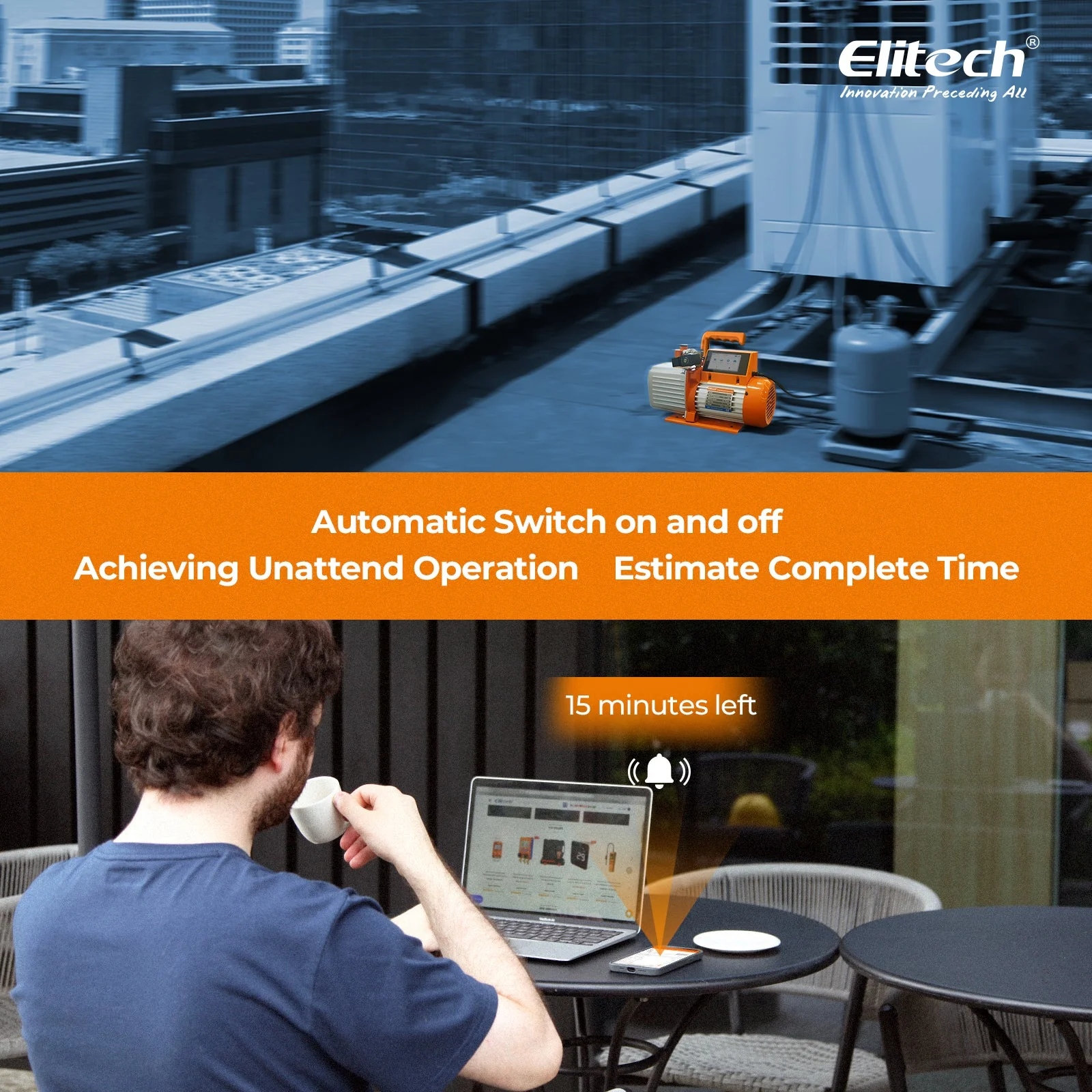 Elitech SVP-9 Intelligent 1HP Vacuum Pump 9 CFM 2 Stage HVAC Refrigerant Recharging, Touch Screen, Data Logging and Storage via App - Image 5