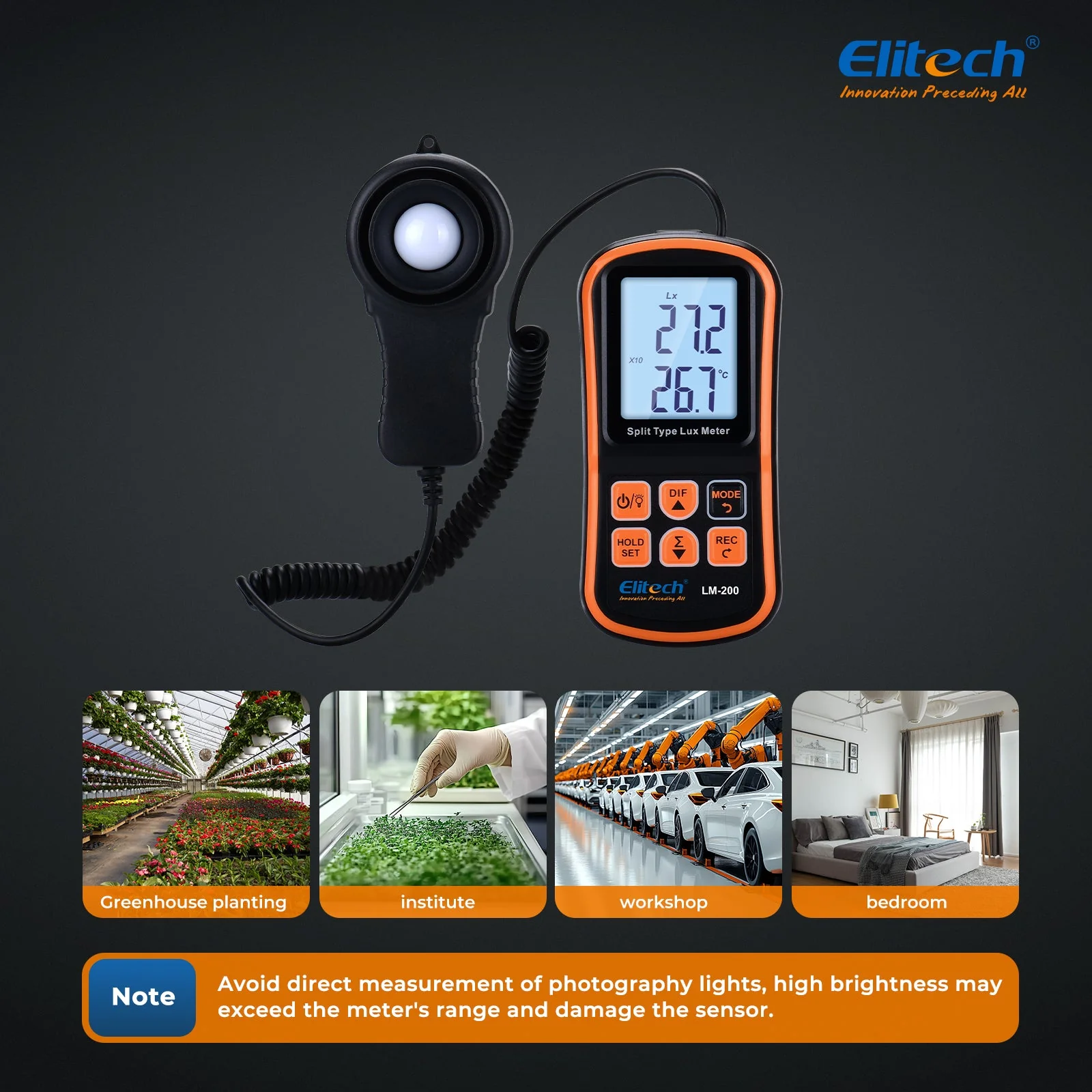 Light Meter Digital Illuminance Meter Handheld Ambient Temperature Measurer, Range up to 200,000 Lux，Ambient Temperature - Image 10