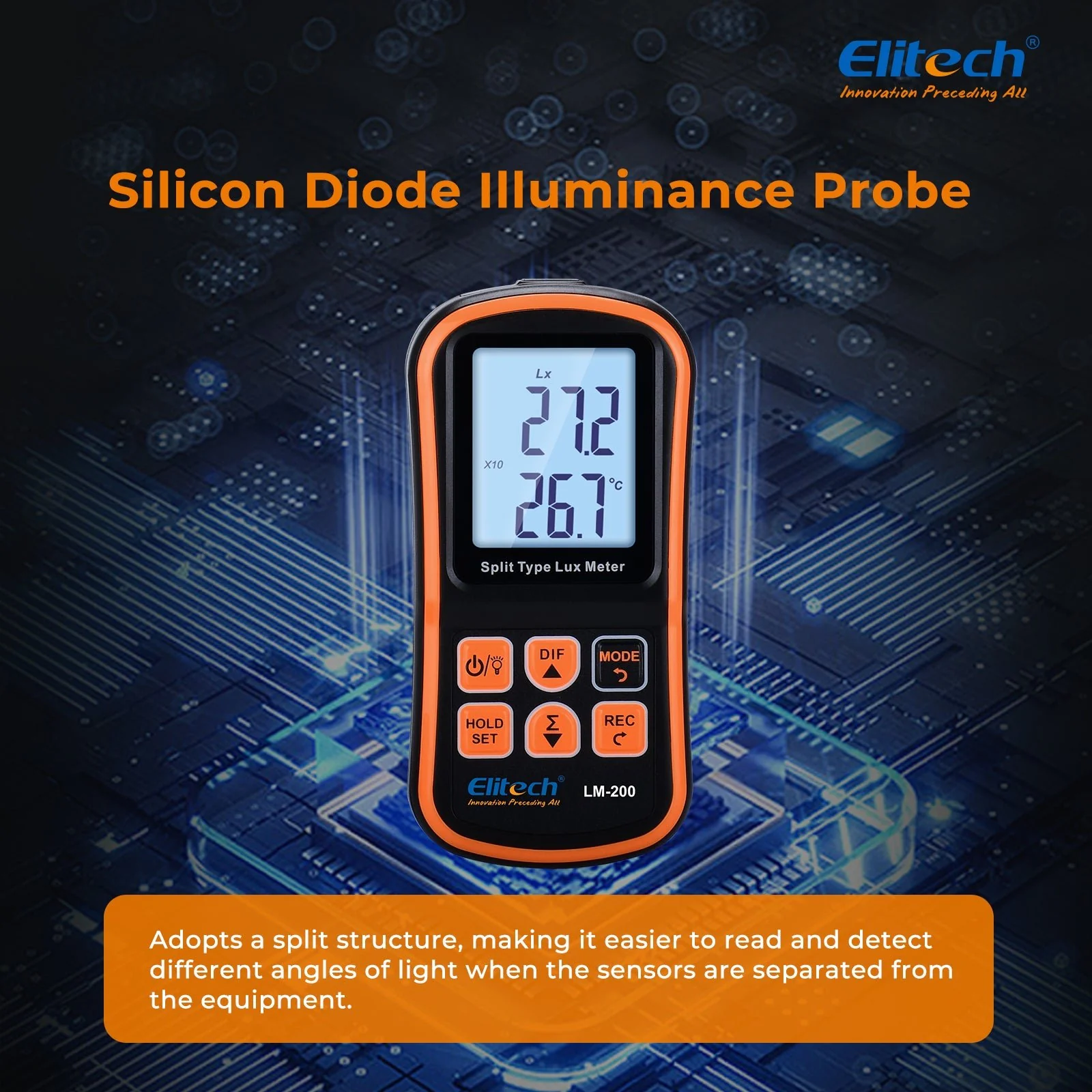 Light Meter Digital Illuminance Meter Handheld Ambient Temperature Measurer, Range up to 200,000 Lux，Ambient Temperature - Image 3