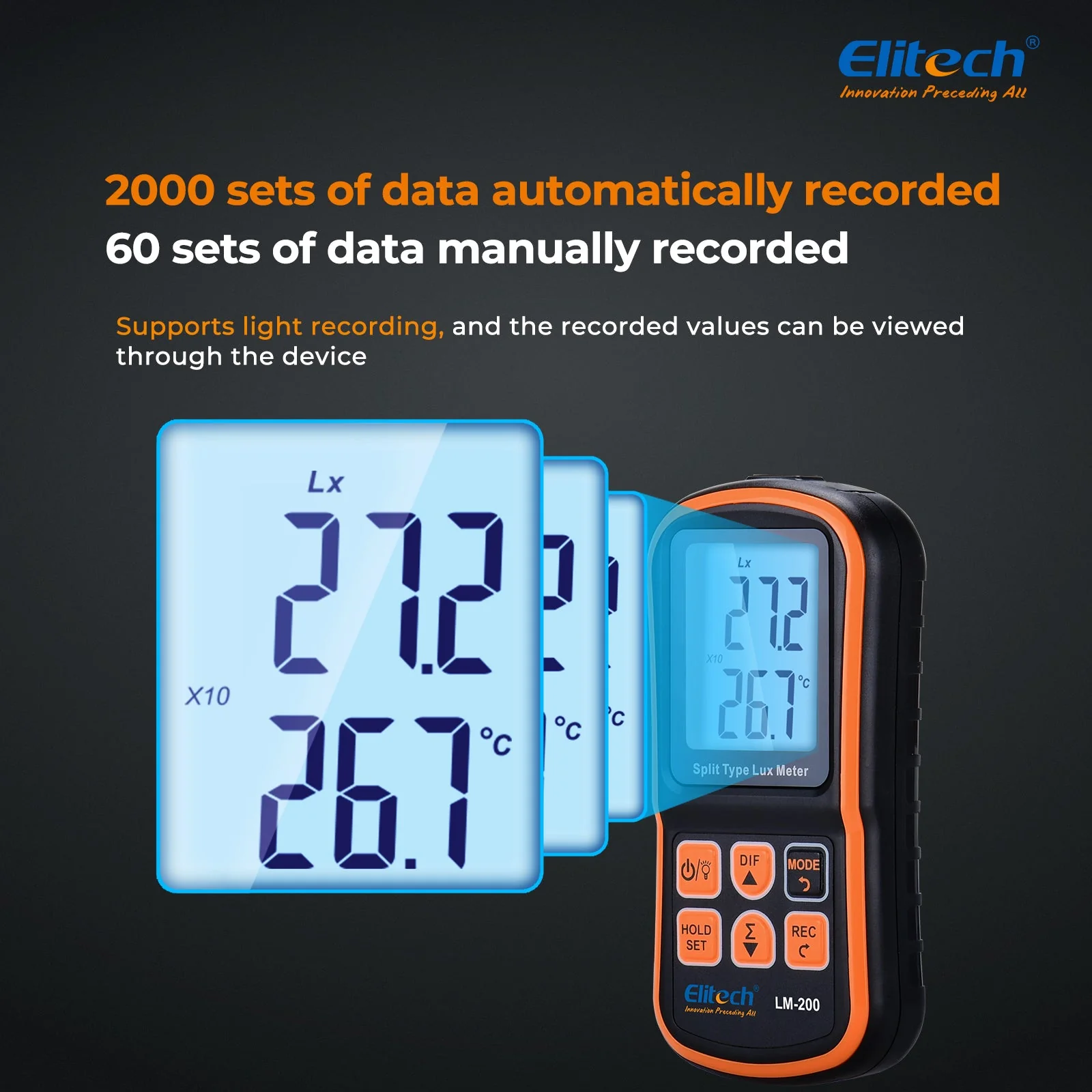 Light Meter Digital Illuminance Meter Handheld Ambient Temperature Measurer, Range up to 200,000 Lux，Ambient Temperature - Image 4