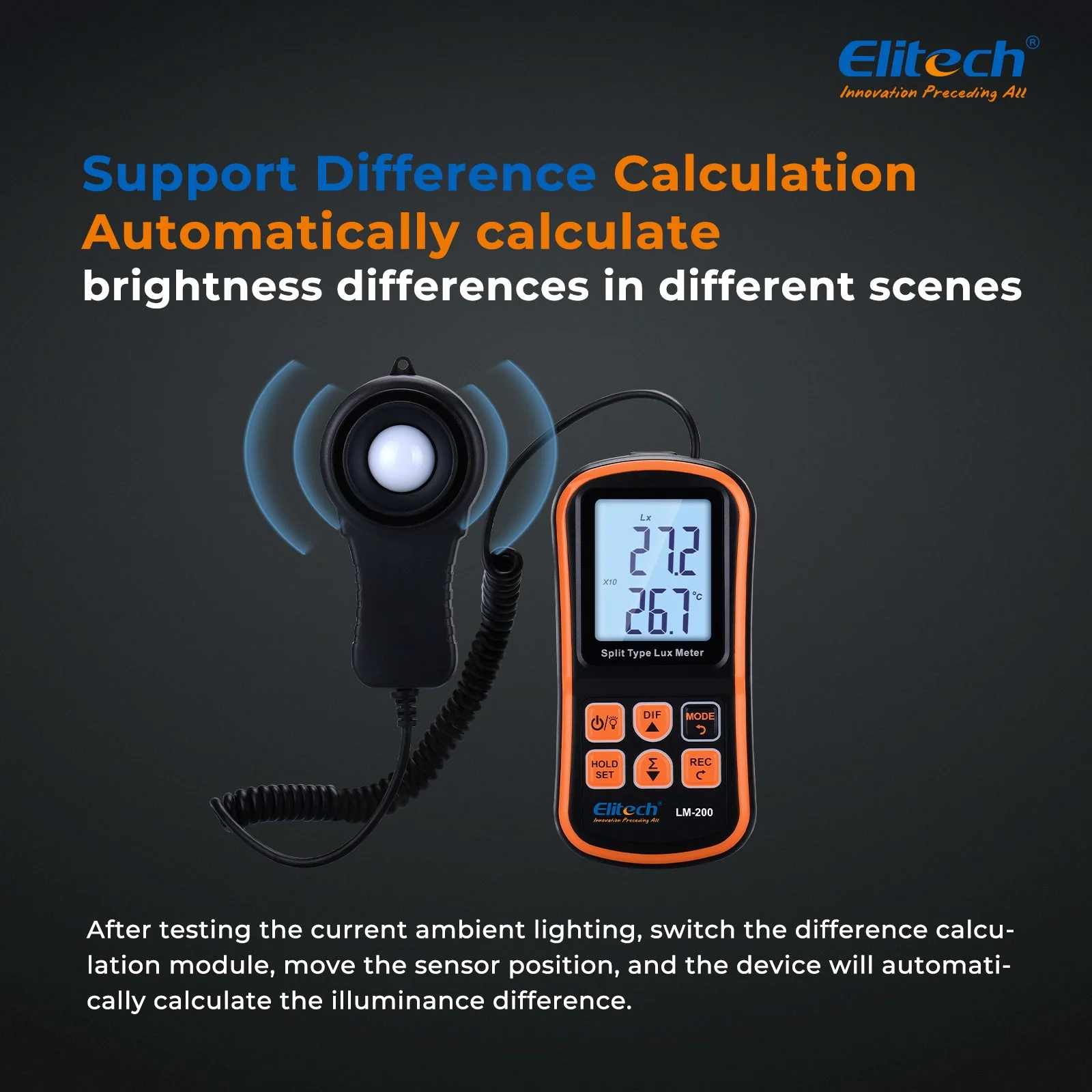 Light Meter Digital Illuminance Meter Handheld Ambient Temperature Measurer, Range up to 200,000 Lux，Ambient Temperature - Image 6