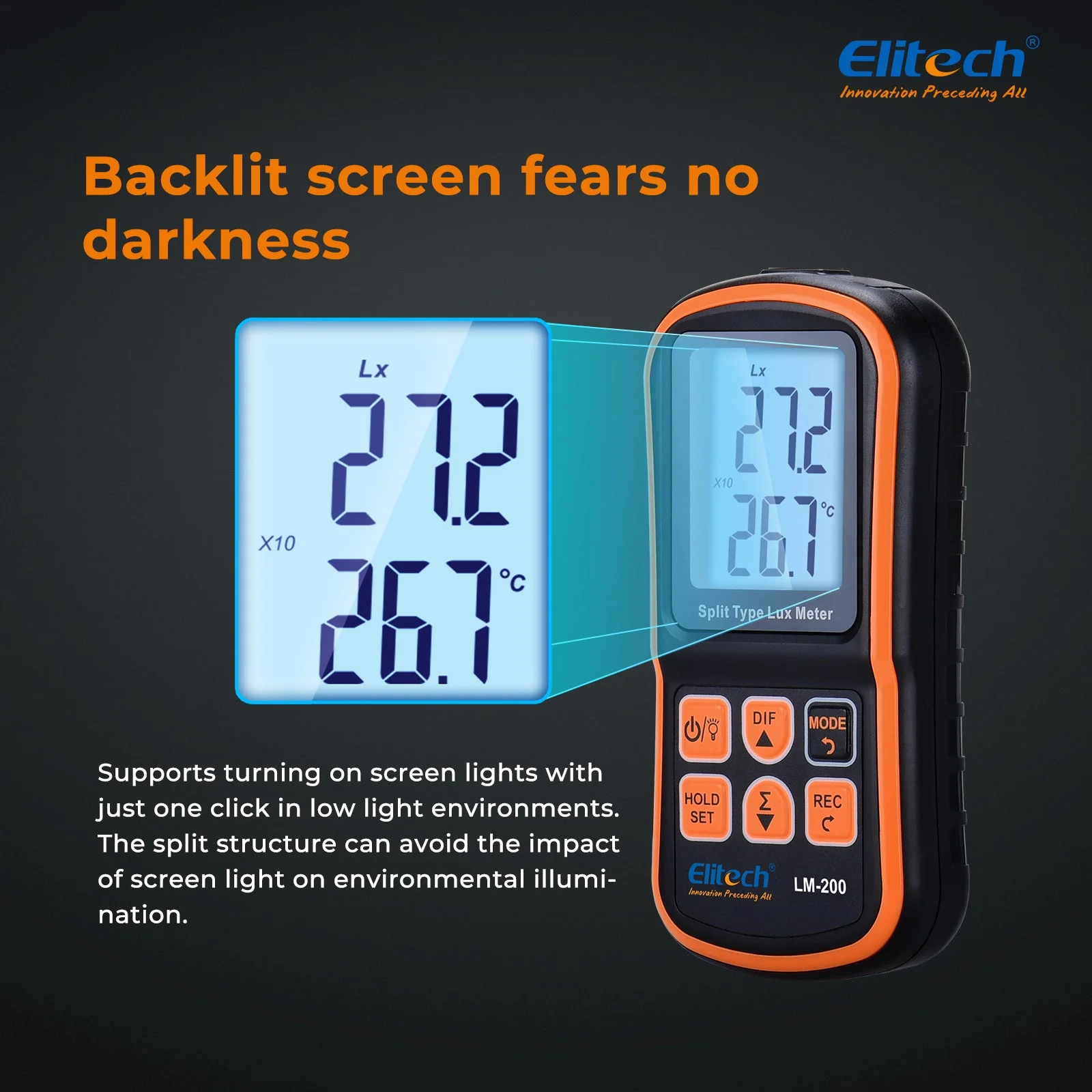 Light Meter Digital Illuminance Meter Handheld Ambient Temperature Measurer, Range up to 200,000 Lux，Ambient Temperature - Image 8