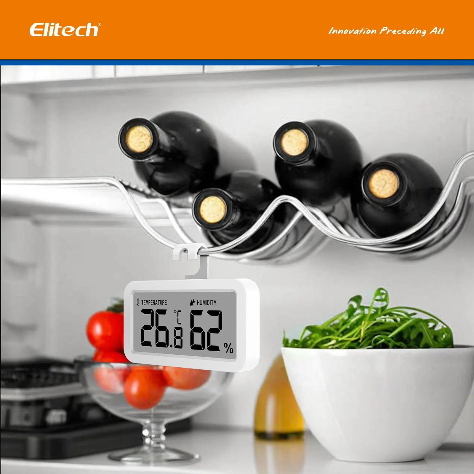 Elitech Fridge Thermometer Hygrometer Digital Freeze Refrigerator Thermometer Waterproof Large LCD Display TM-2TH - Image 7