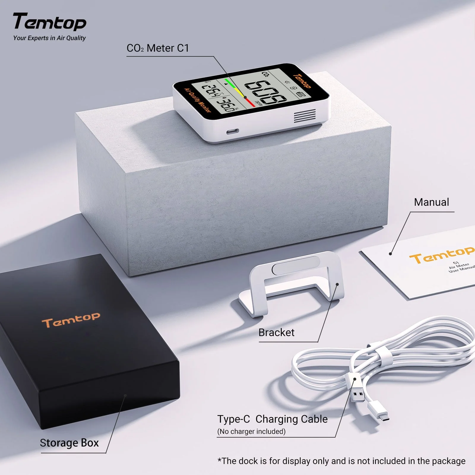 Temtop C1 CO2 Monitor Air Quality Monitor, Indoor Carbon Dioxide Detector, Tester for CO2, Temperature and Humidity - Image 8