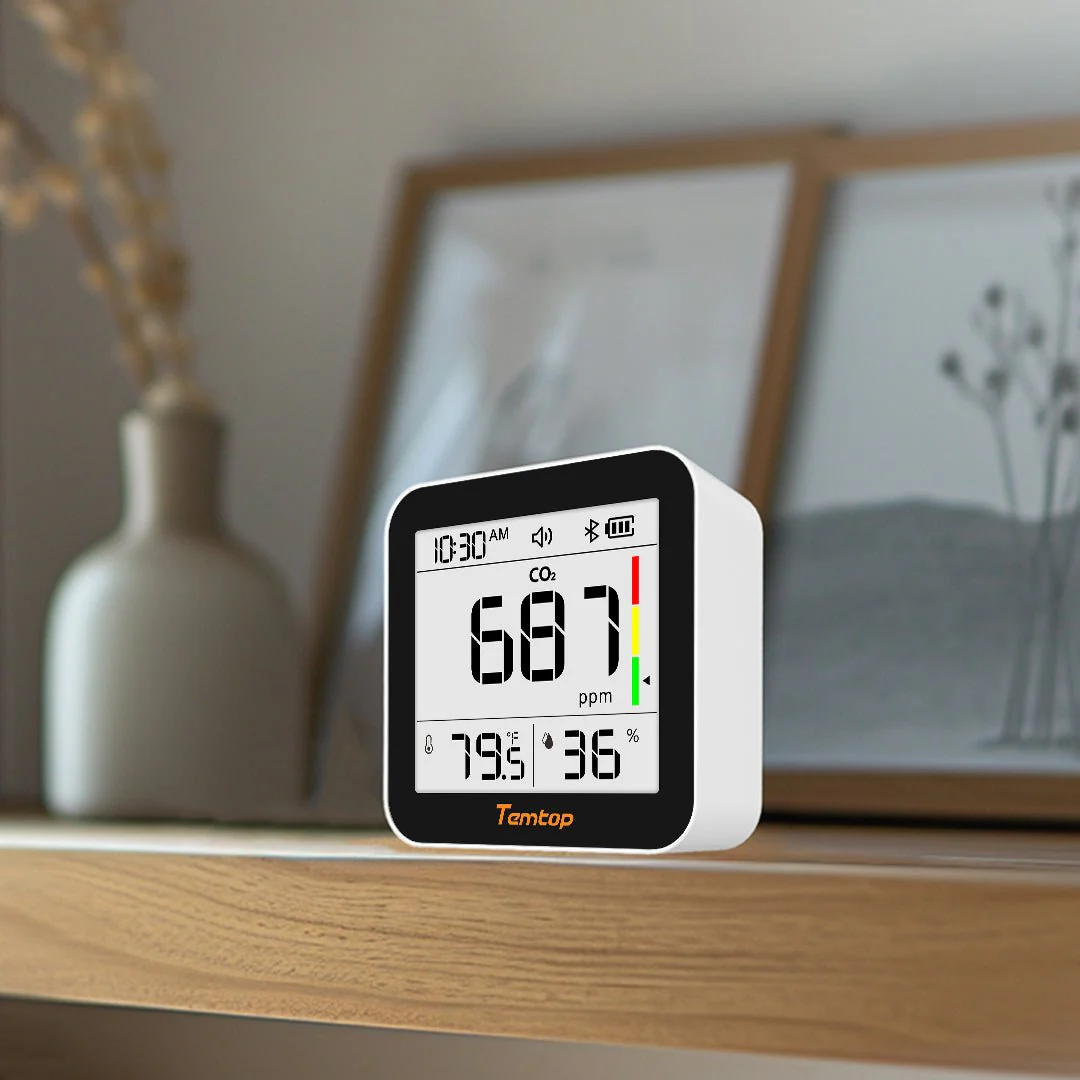 Temtop C10 2nd E-Ink Display CO2 Monitor Indoor Air Quality Monitor for CO2, Temperature and Humidity with App and Data History - Image 3