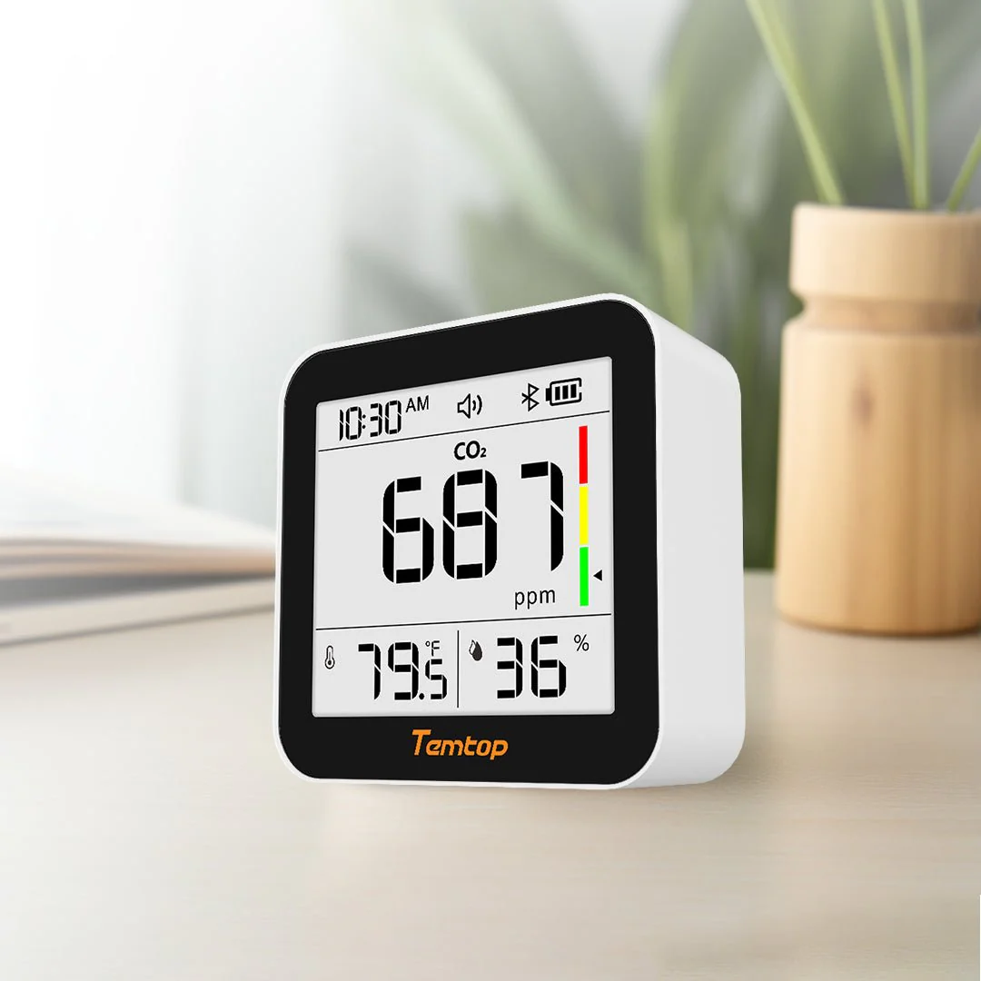 Temtop C10 2nd E-Ink Display CO2 Monitor Indoor Air Quality Monitor for CO2, Temperature and Humidity with App and Data History - Image 4