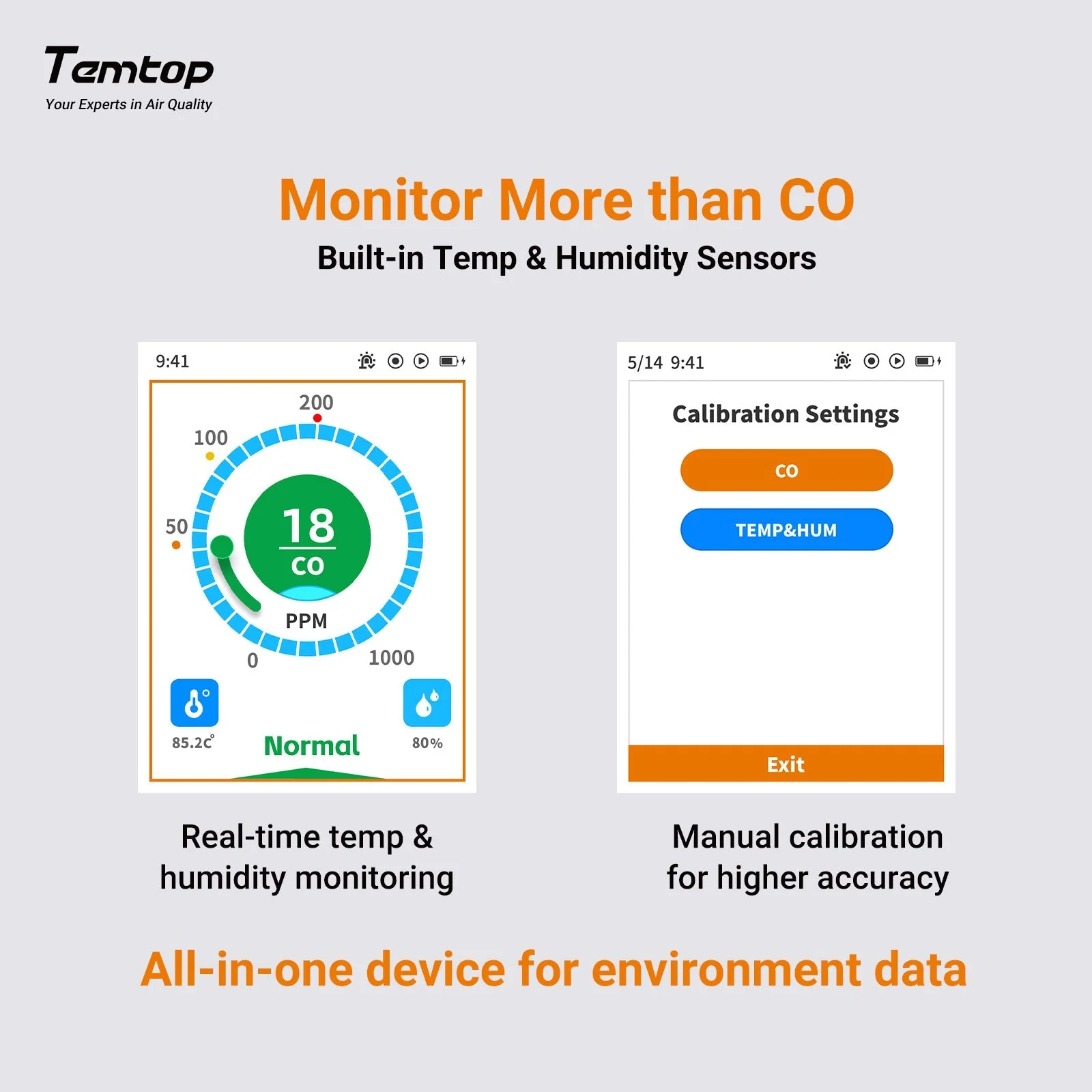 Temtop LKC-1000C Portable CO Detector with TFT Color LCD Screen, USB Data Export, Calibration, and Adjustable Alarm Threshold - Image 8