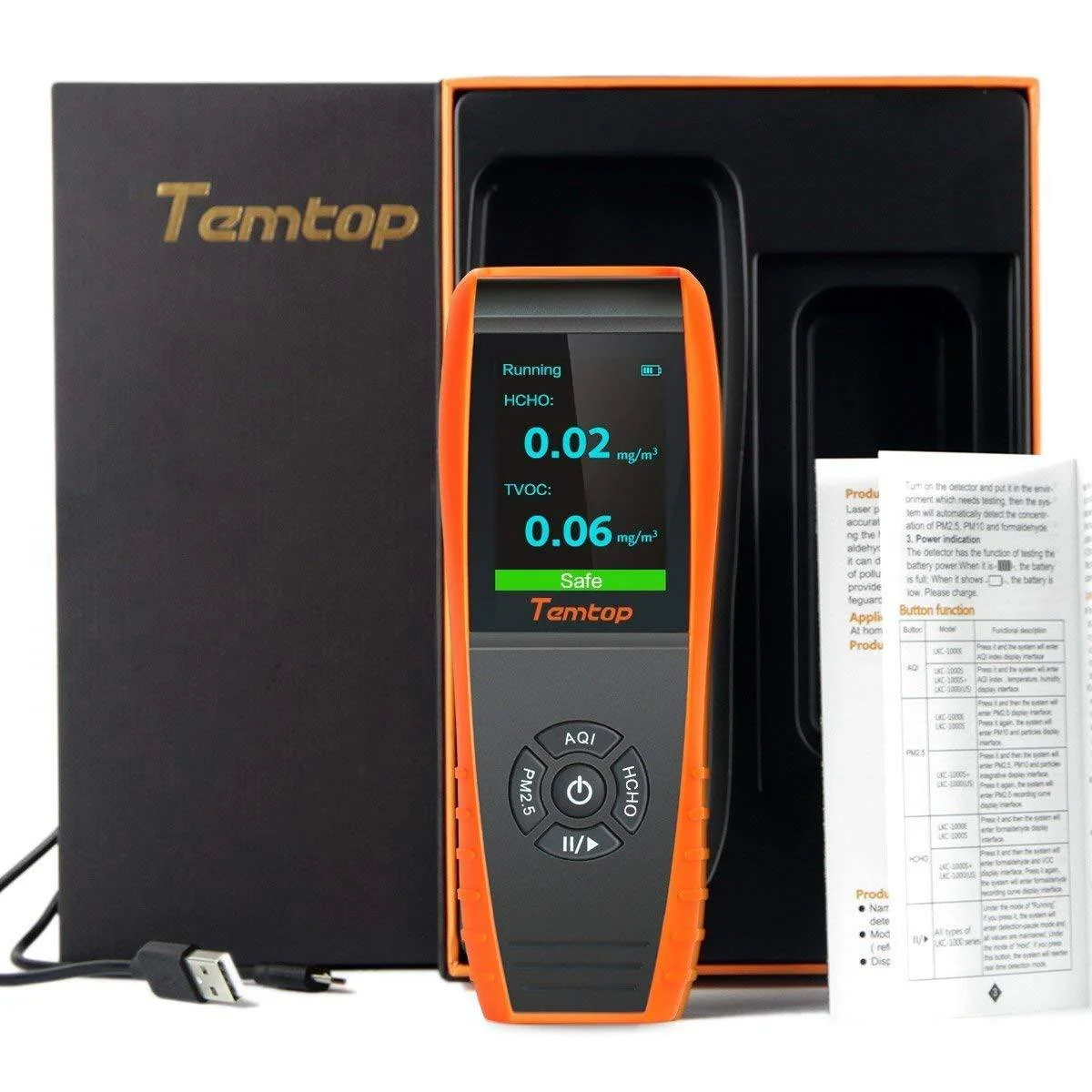 Temtop LKC-1000S+ 2nd AQI Monitor Professional PM2.5 PM10 HCHO TVOC Air Quality Detector Data Export - Image 4