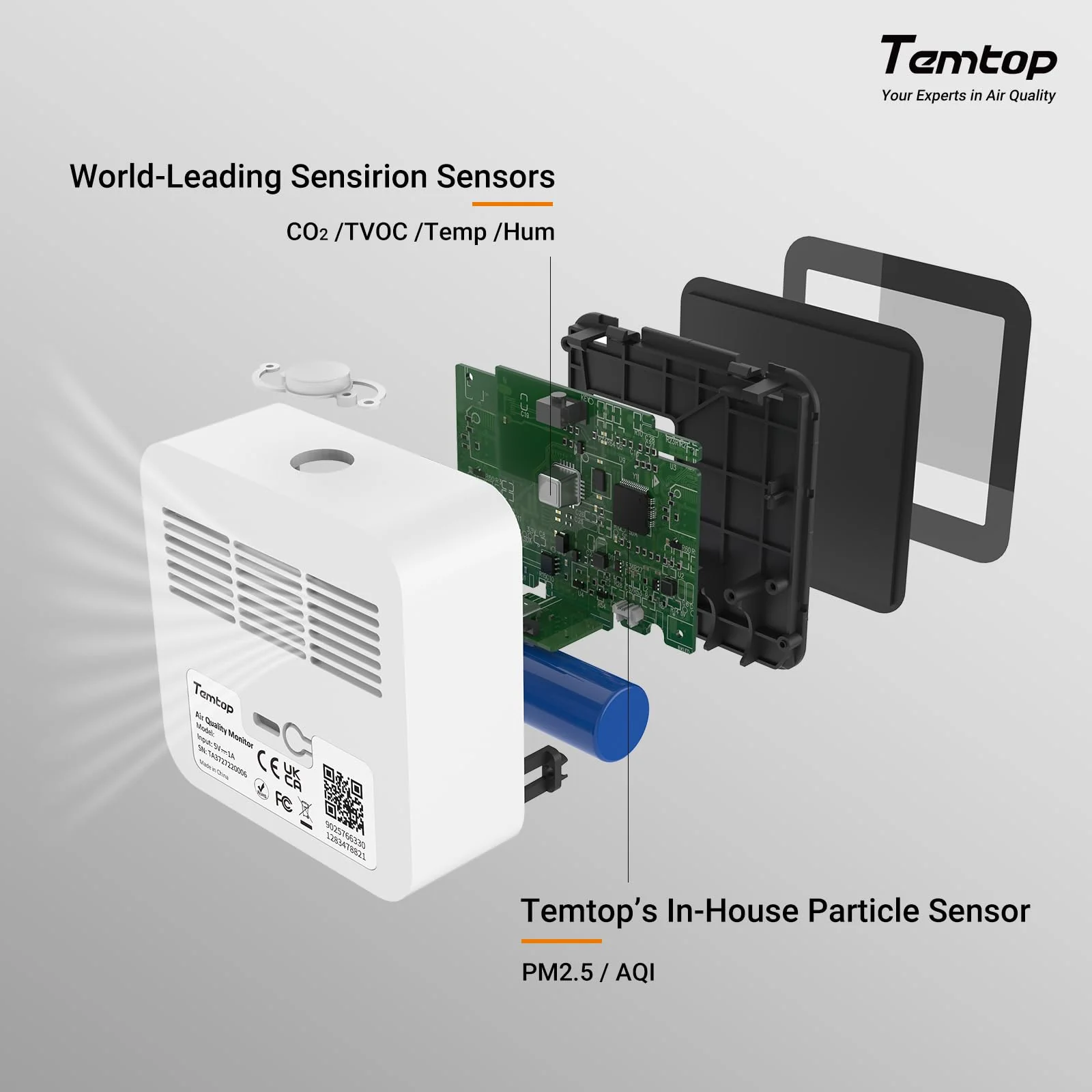 Temtop M10+ Smart Indoor Air Quality Monitor for CO2, AQI, PM2.5, VOC Temperature & Humidity with App - Image 6
