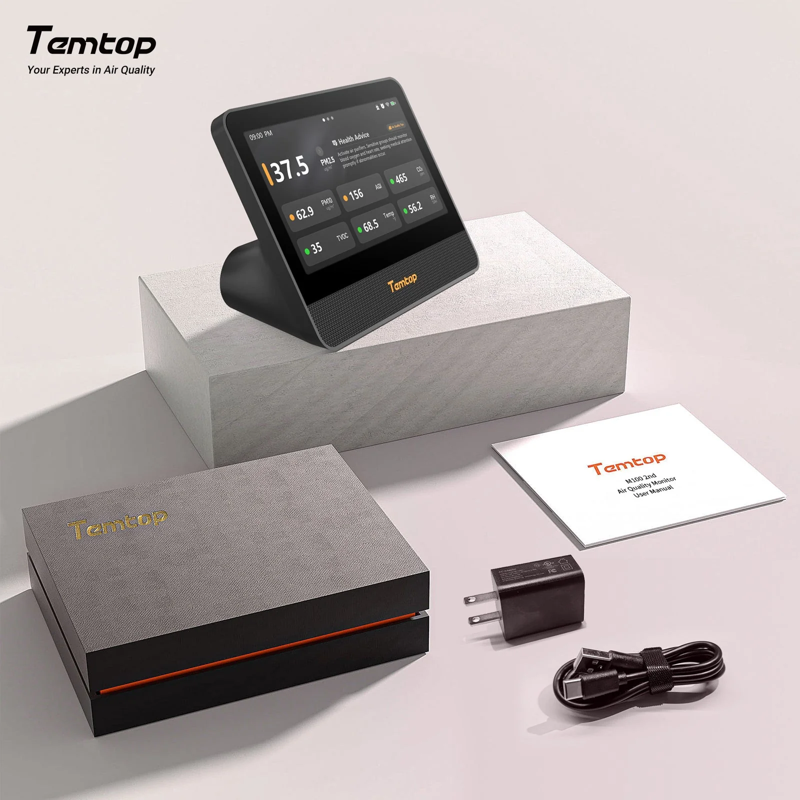 Temtop M100 2nd WiFi Air Quality Monitor – 7” Touch Screen Indoor CO2, PM2.5, PM10, TVOC, Temperature & Humidity Detector, Smart Multi-Room Air Analyzer with LoRa Expansion - Image 7