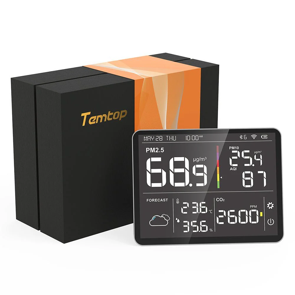 Temtop M100 Indoor CO2 Meter & Air Quality Monitor 8 in 1 Integrated Sensor - Image 4