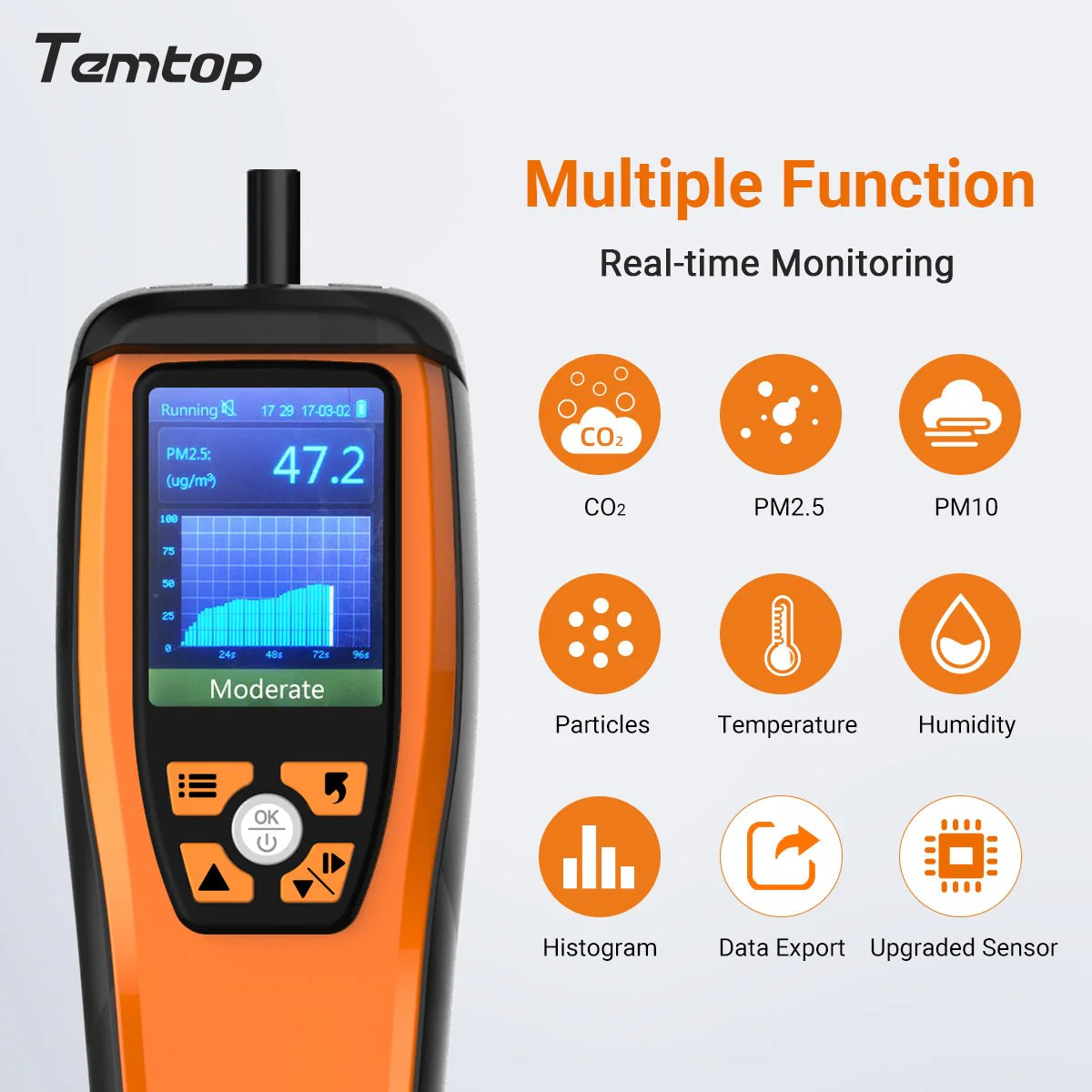 Temtop M2000C 2nd Generation Air Quality Monitor PM2.5 PM10 CO2 Data Export Audio Alarm Easy Calibration - Image 3