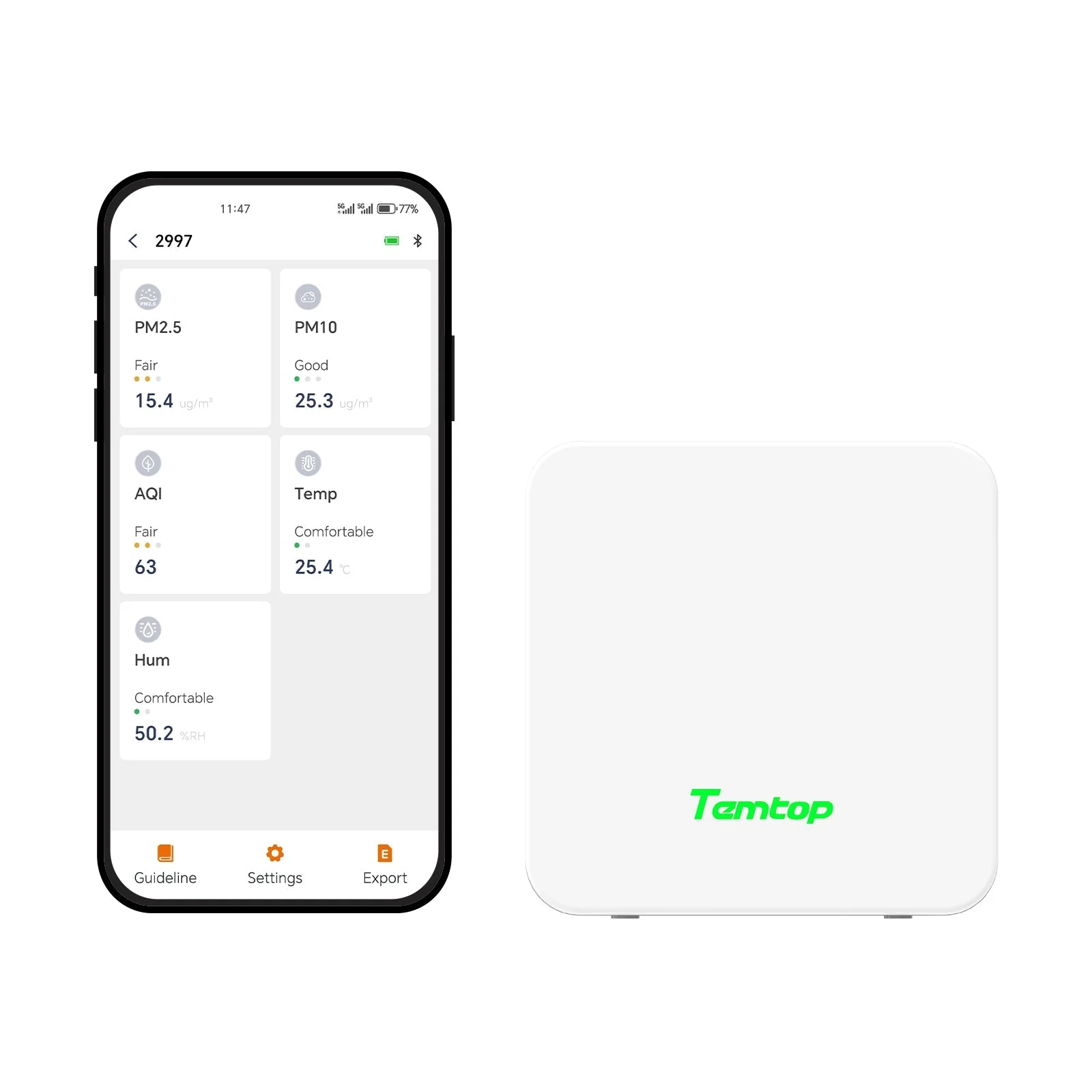 Temtop P1 Air Quality Monitor – PM2.5, PM10, Temp & Humidity Detector with Real-Time AQI & Bluetooth App - Image 6