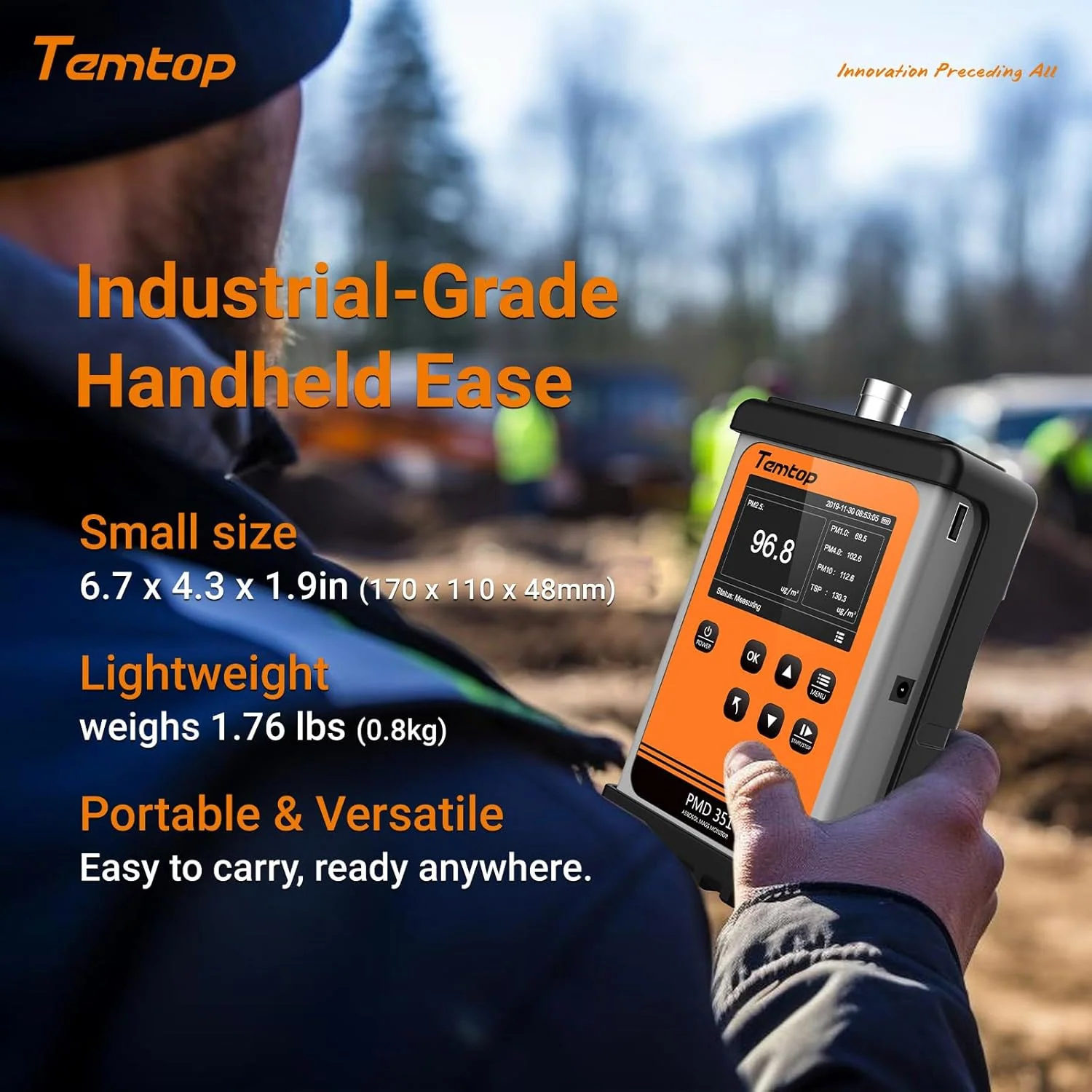 Temtop Handheld Particle Counter Particulate Meter for PM1.0/PM2.5/PM4.0/PM10/TSP PMD 351 - Image 8