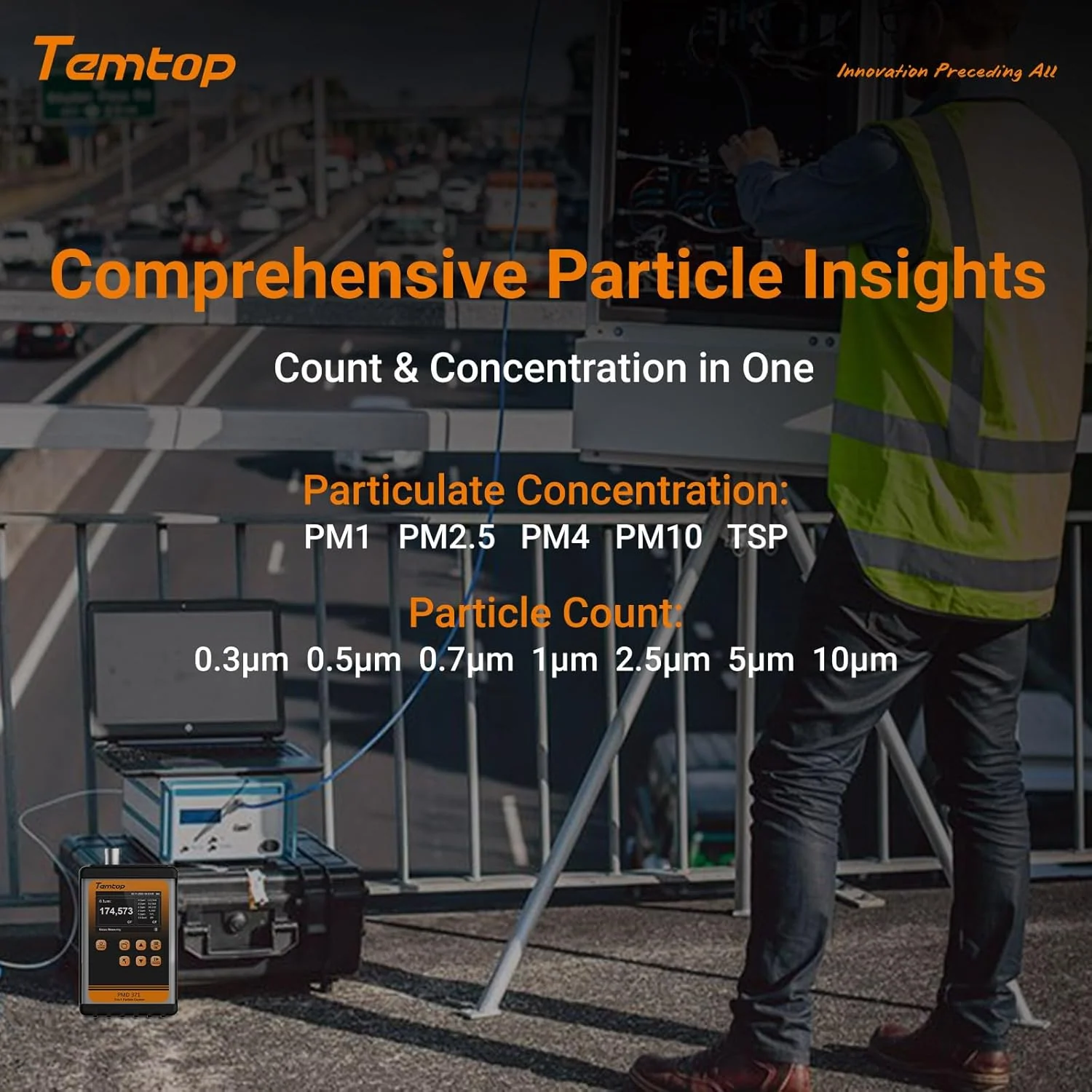 Temtop PMD 371 Aerosol Monitor Handheld Particle Counter Dust Monitor, Seven Outputs of Particle Numbers, Concentrations of Five Particles Types - Image 10