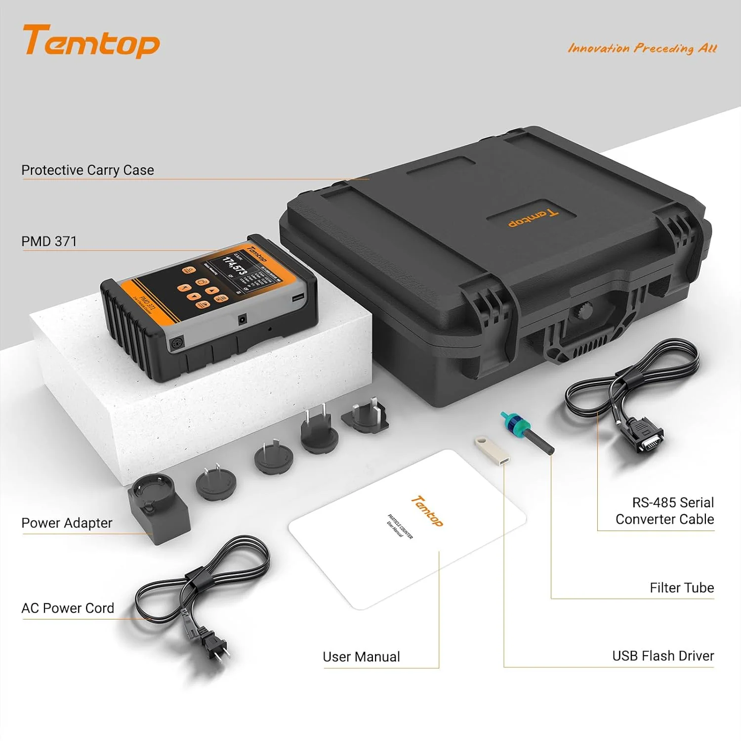 Temtop PMD 371 Aerosol Monitor Handheld Particle Counter Dust Monitor, Seven Outputs of Particle Numbers, Concentrations of Five Particles Types - Image 11