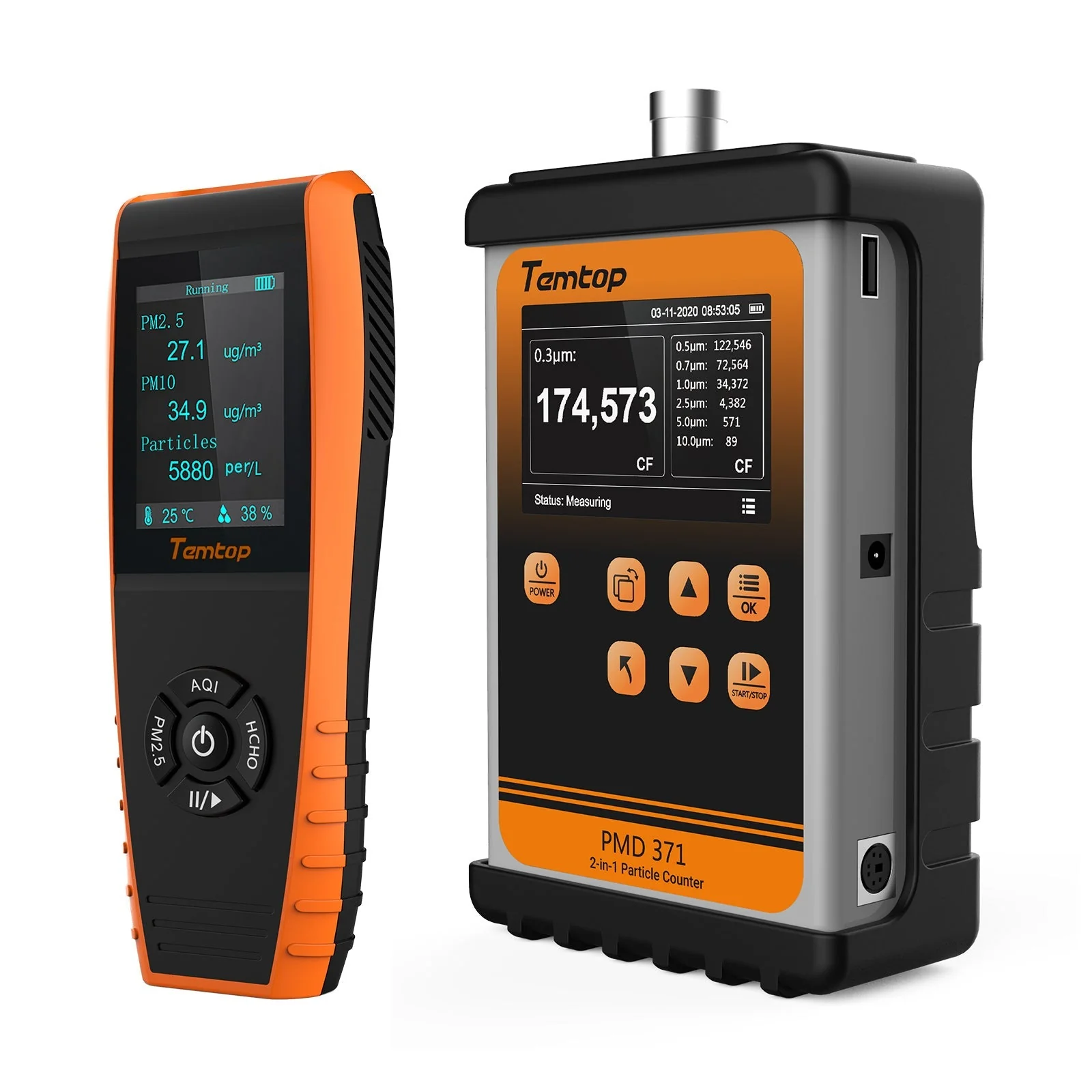 Temtop PMD 371 Aerosol Monitor Handheld Particle Counter Dust Monitor, Seven Outputs of Particle Numbers, Concentrations of Five Particles Types - Image 12