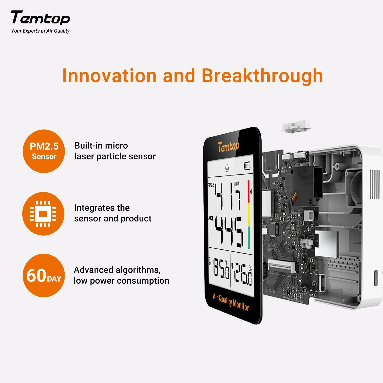 Temtop S1-up Indoor Air Quality Meter Temperature & Humidity AQI PM2.5 Monitor with Accurate Sensor - Image 7