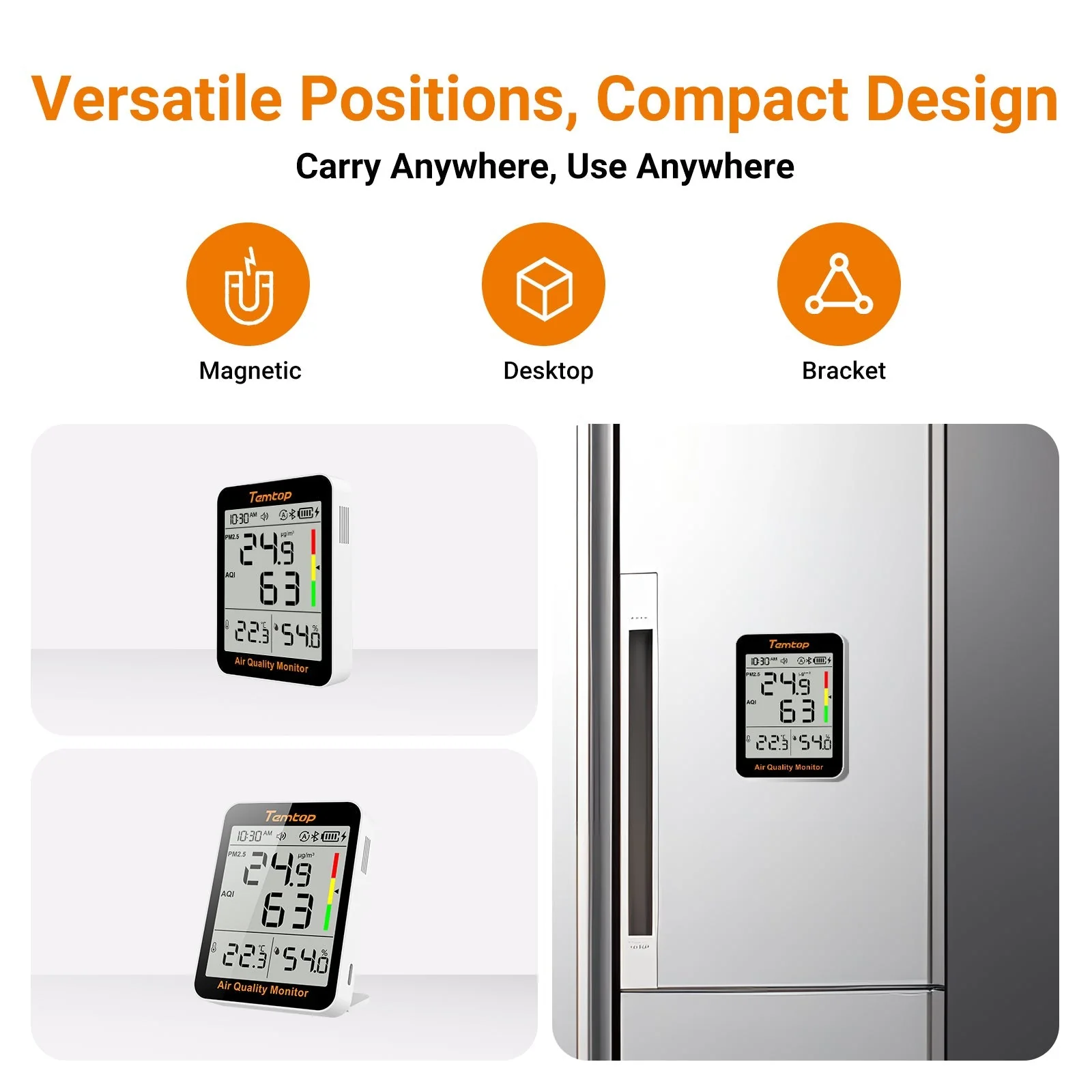 Temtop S1+ Bluetooth Indoor Air Quality Meter Temperature and Humidity AQI PM2.5 Monitor with APP Control - Image 7