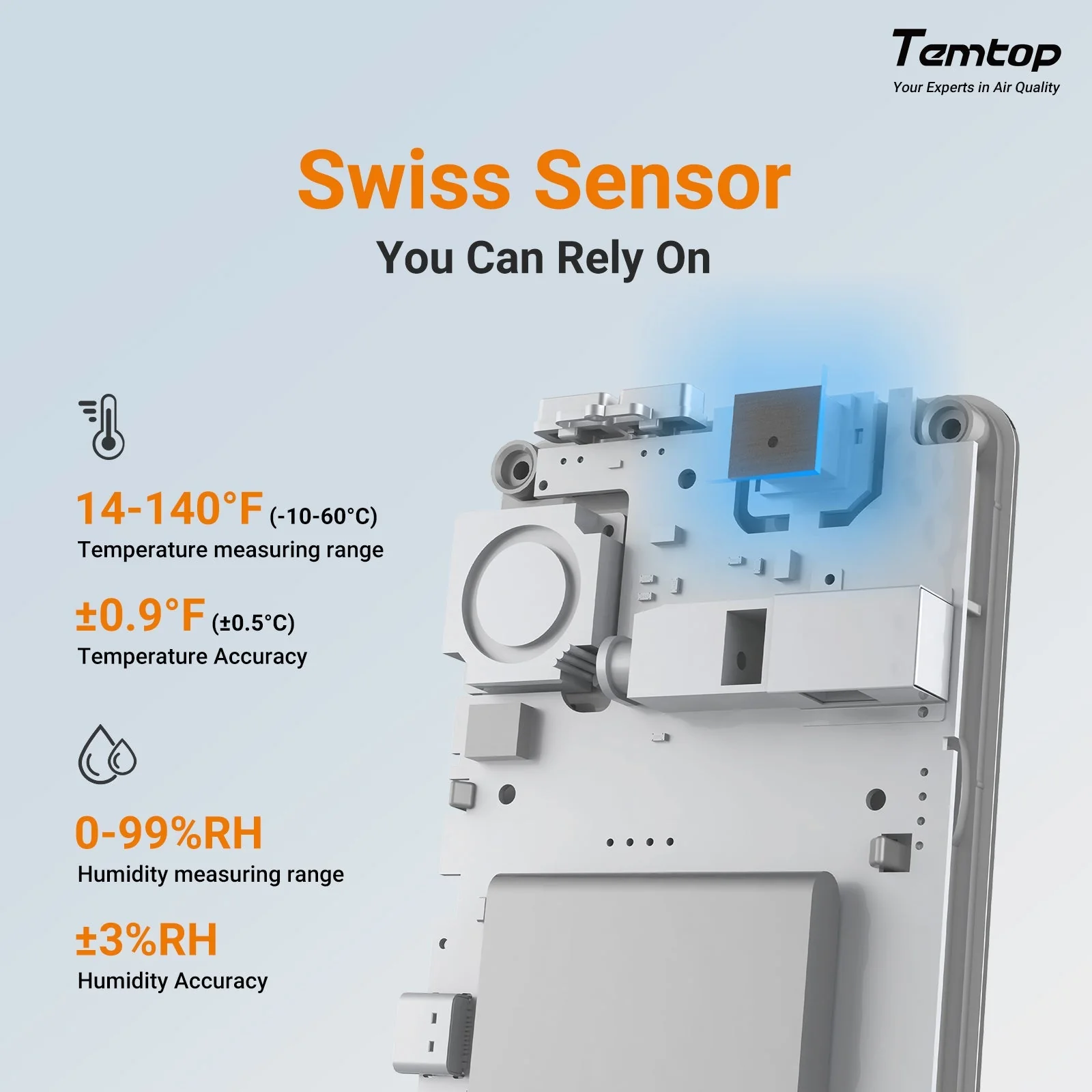 Temtop T1 Bluetooth Indoor Thermometer and Hygrometer, Room Temperature Humidity Monitor - Image 3