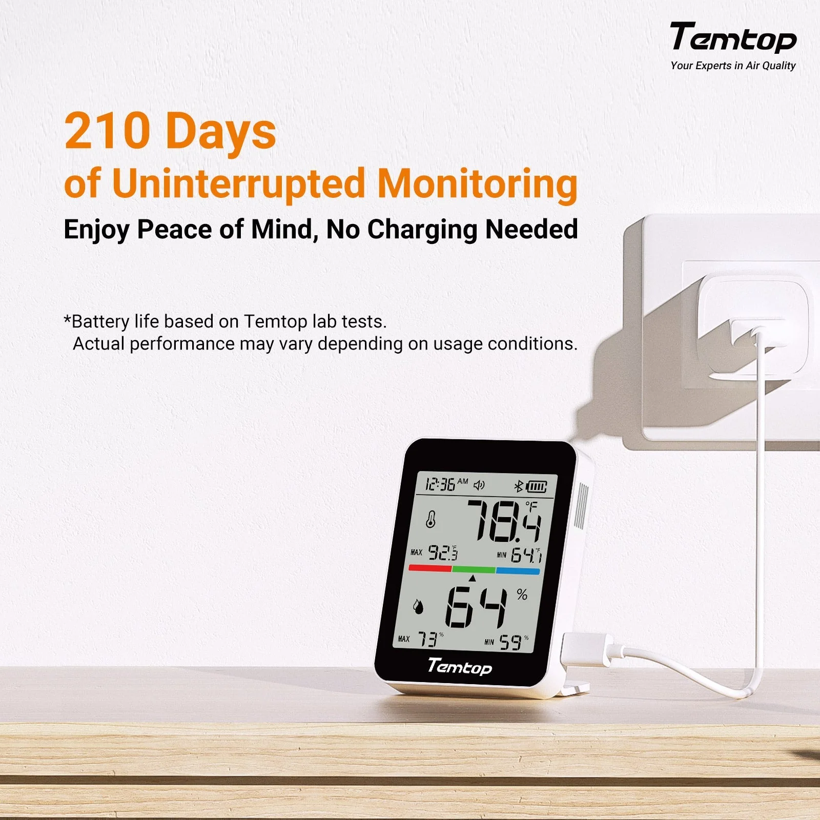Temtop T1 Bluetooth Indoor Thermometer and Hygrometer, Room Temperature Humidity Monitor - Image 4