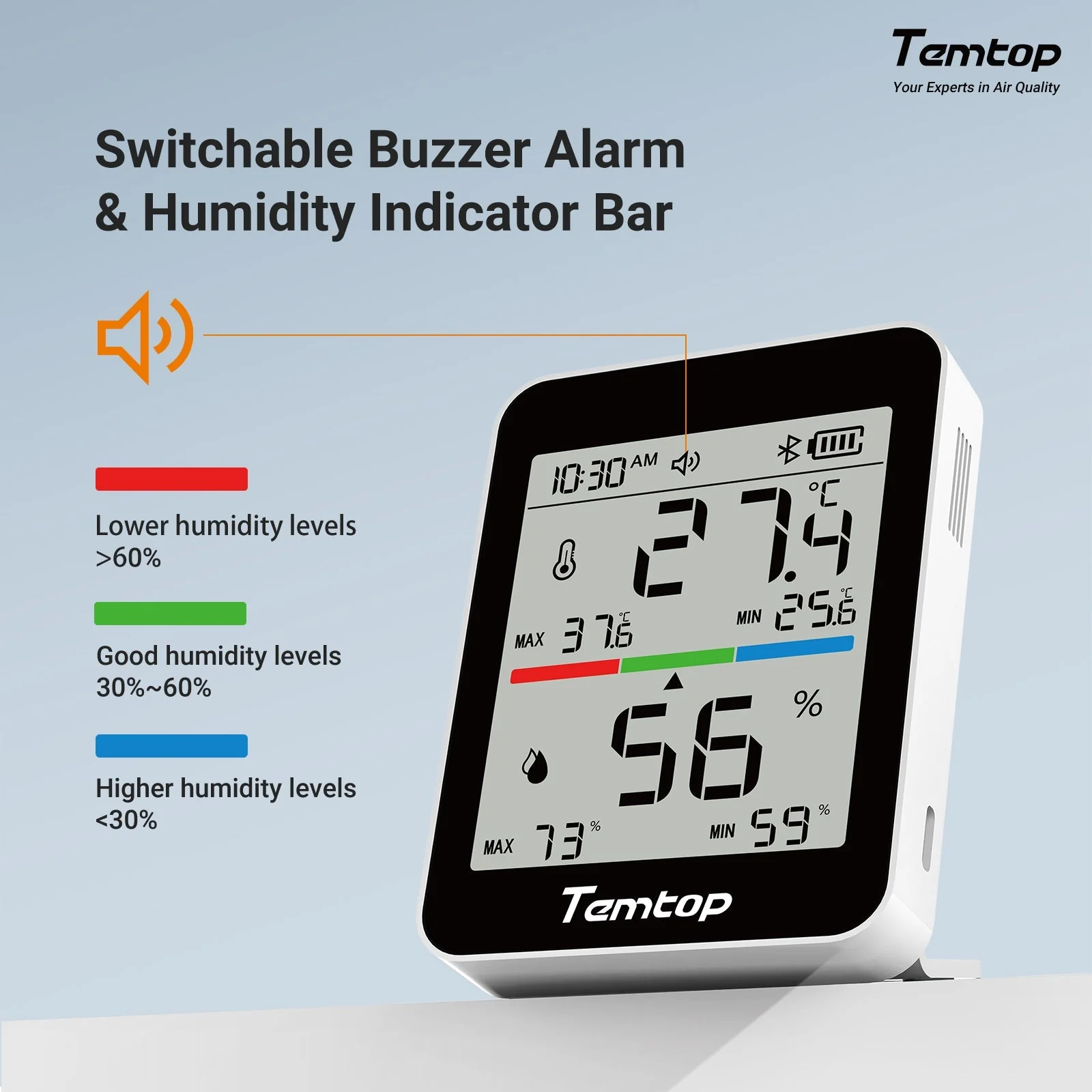 Temtop T1 Bluetooth Indoor Thermometer and Hygrometer, Room Temperature Humidity Monitor - Image 5